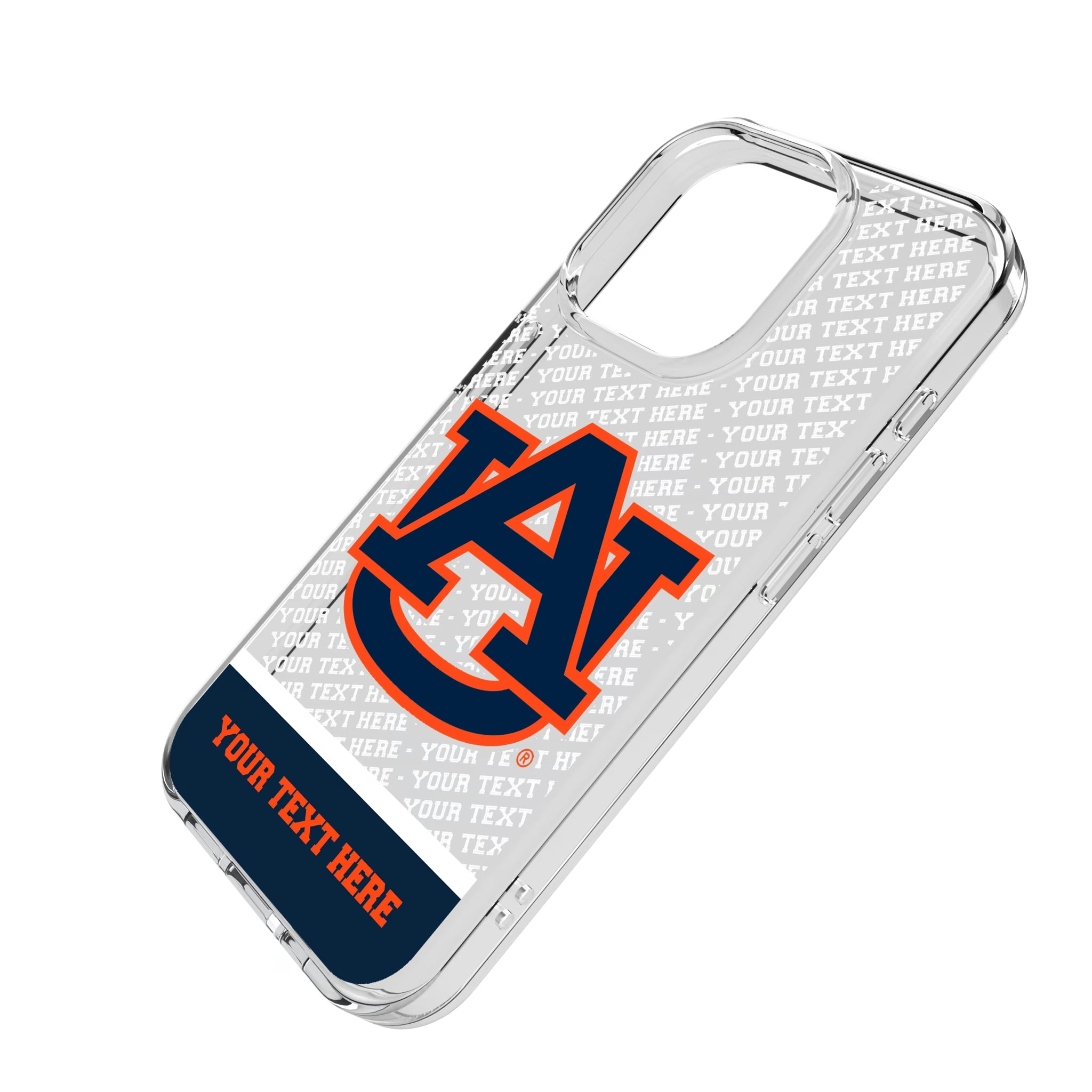 University of Auburn Tigers Personalized EndZone Plus iPhone Clear Phone Case for Apple iPhone - Isometric View