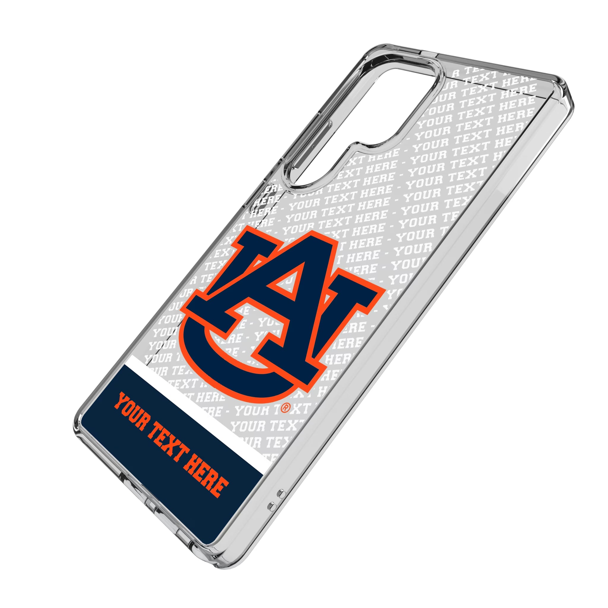 University of Auburn Tigers Personalized EndZone Plus Galaxy Clear Phone Case for Samsung Galaxy - Isometric View