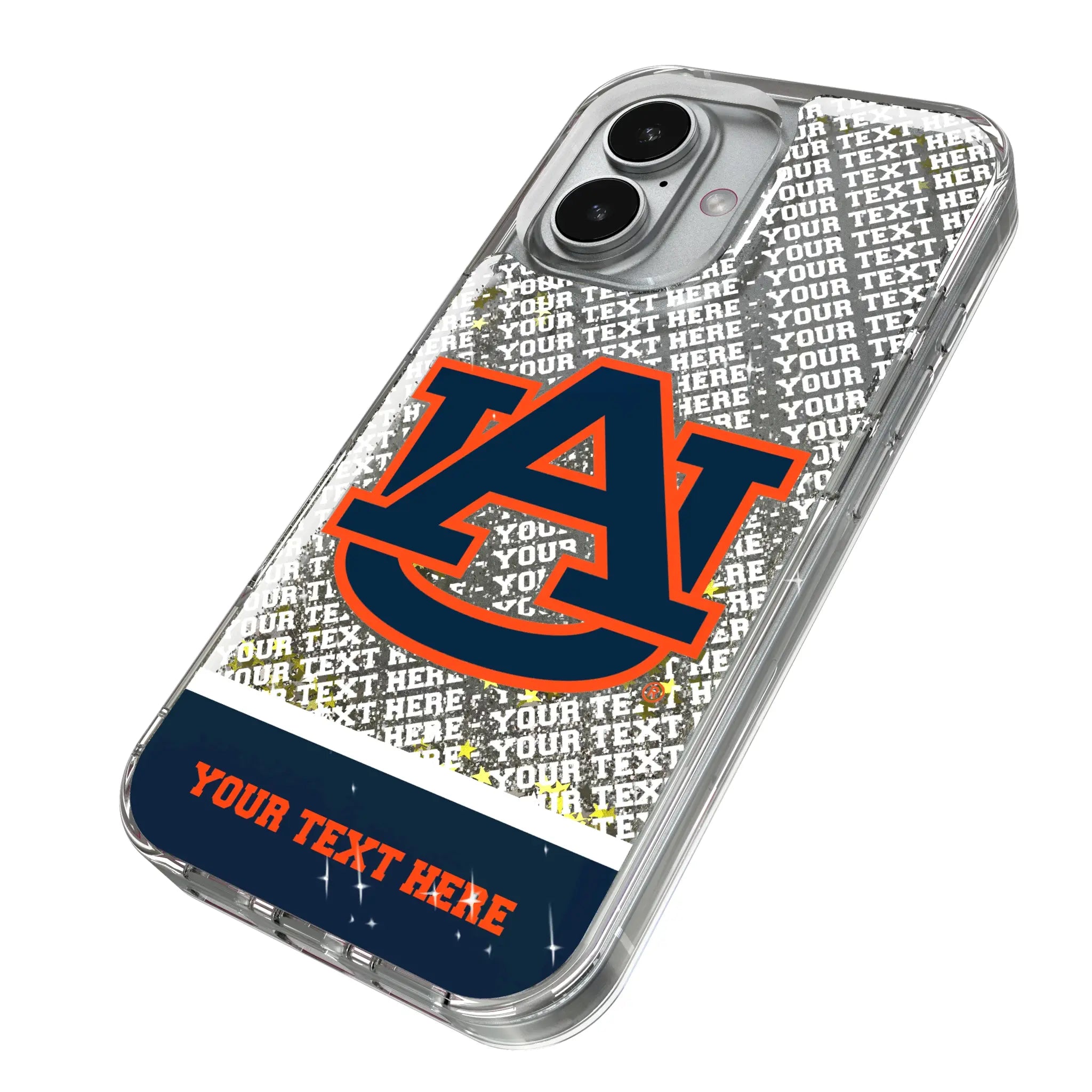 University of Auburn Tigers Personalized EndZone Plus iPhone Glitter Phone Case for Apple iPhone - Isometric View