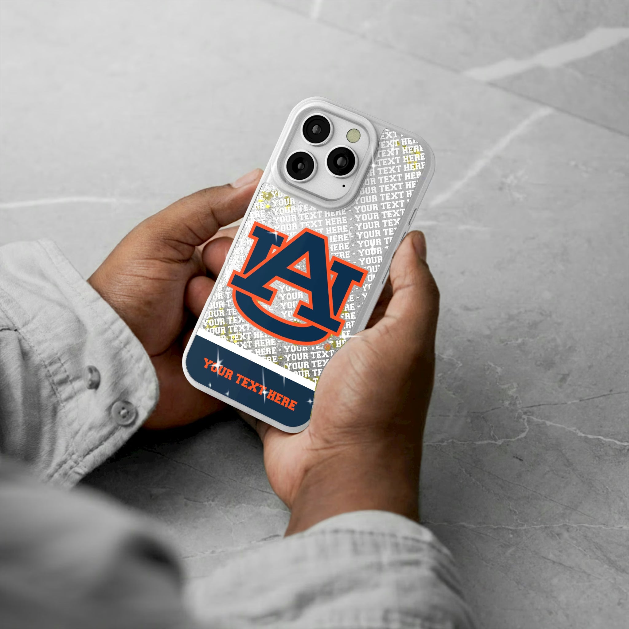 University of Auburn Tigers Personalized EndZone Plus iPhone Glitter Phone Case for Apple iPhone - Lifestyle#Device_iPhone 16 Pro