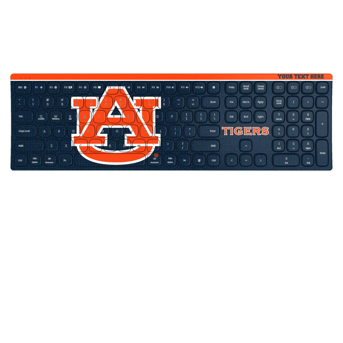 University of Auburn Tigers Personalized Endzone Solid KKB605 Curved Wireless Keyboard