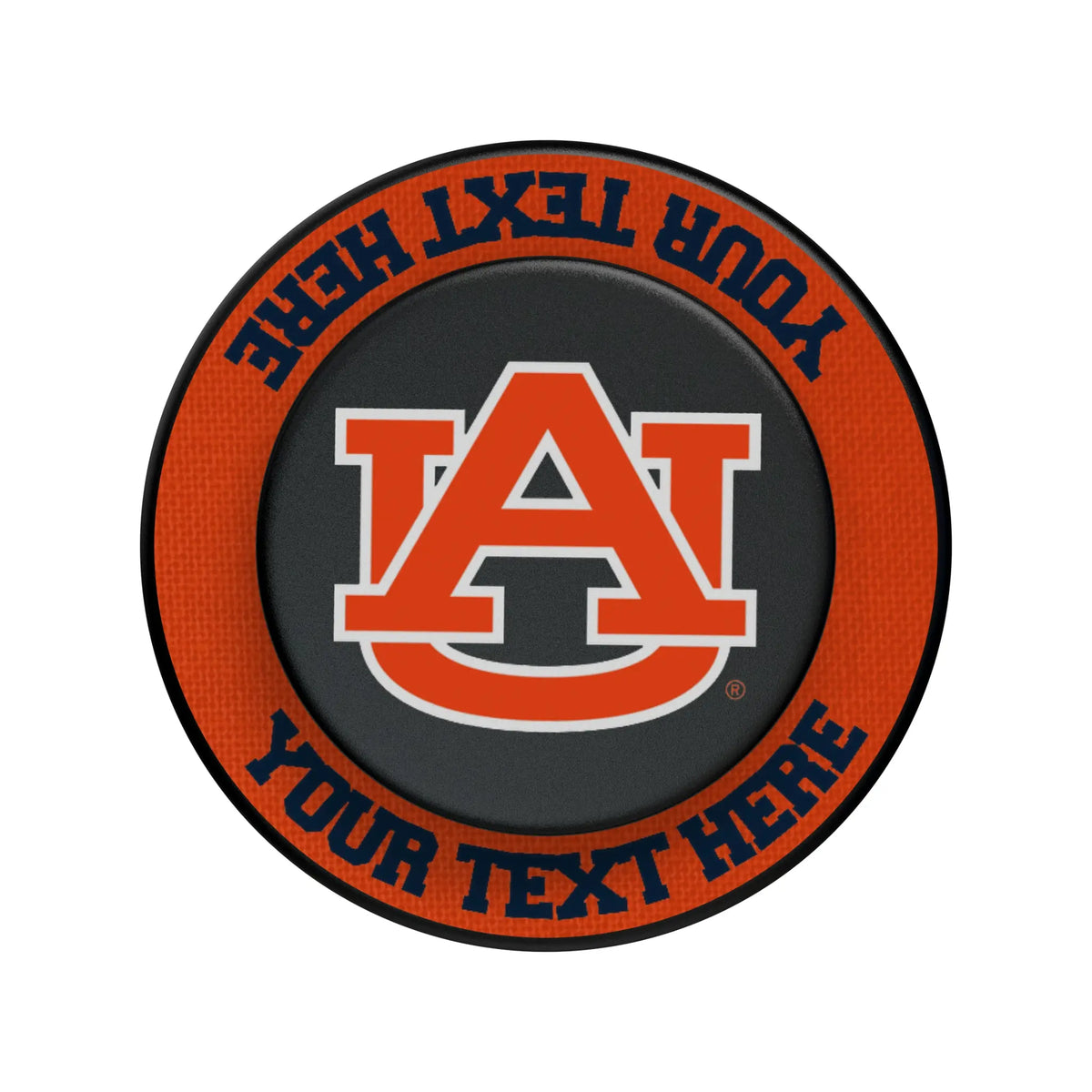 University of Auburn Tigers Personalized Endzone Solid Popsockets Round Magnetic