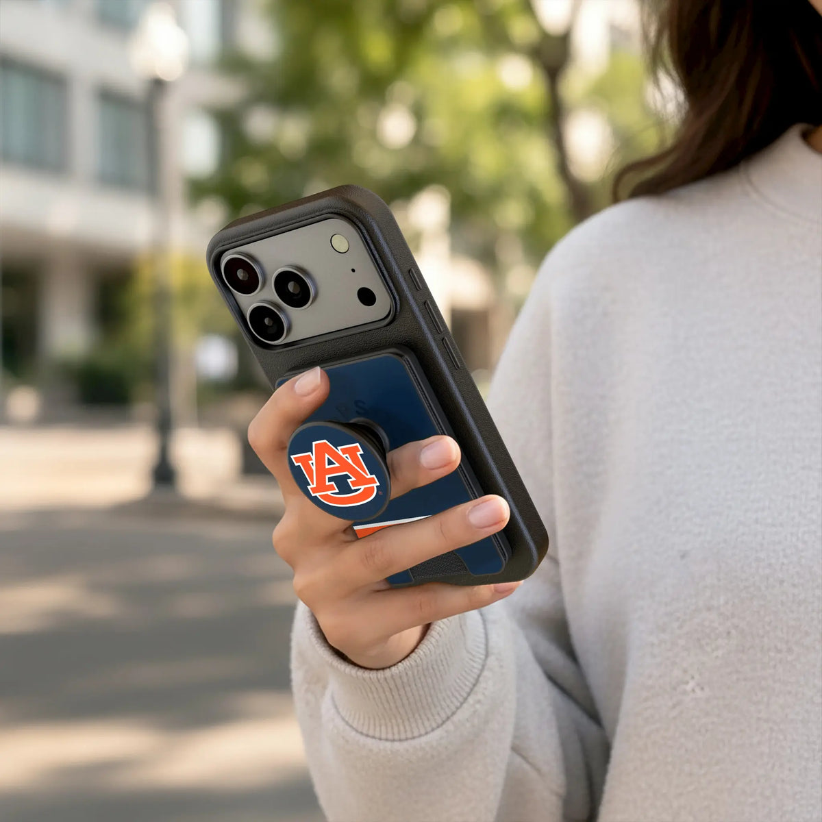 University of Auburn Tigers Personalized Endzone Solid Popsockets Wallet Magnetic - Lifestyle