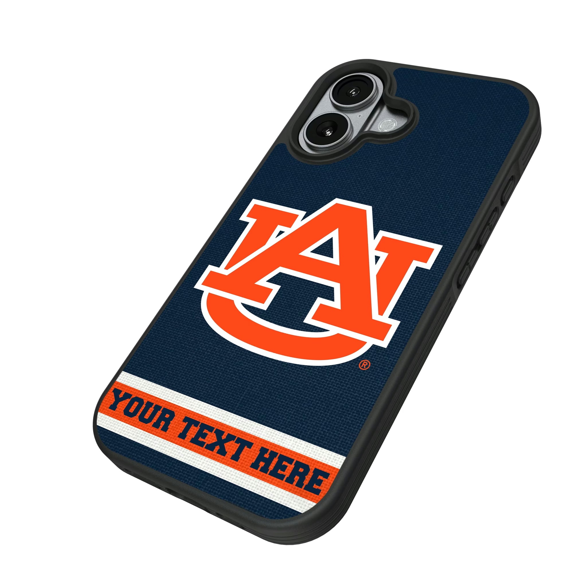 University of Auburn Tigers Personalized Stripe iPhone Bump Phone Case for Apple iPhone - Isometric View#Device_iPhone 17
