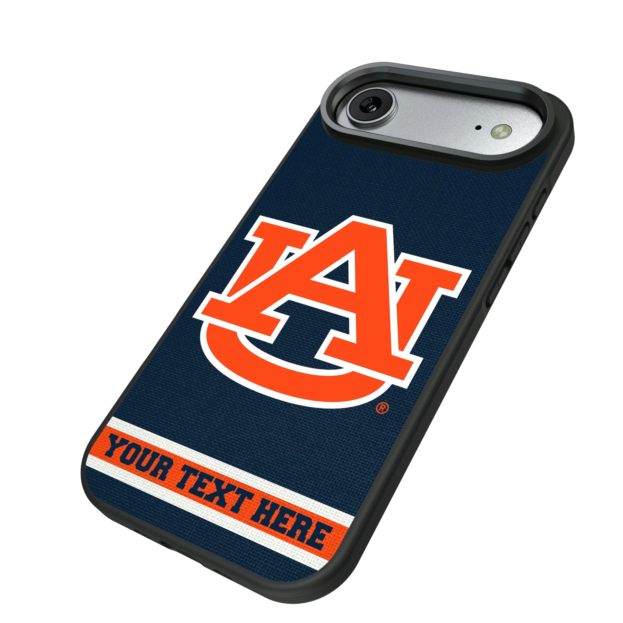 University of Auburn Tigers Personalized Stripe iPhone Bump Phone Case for Apple iPhone - Isometric View#Device_iPhone Air