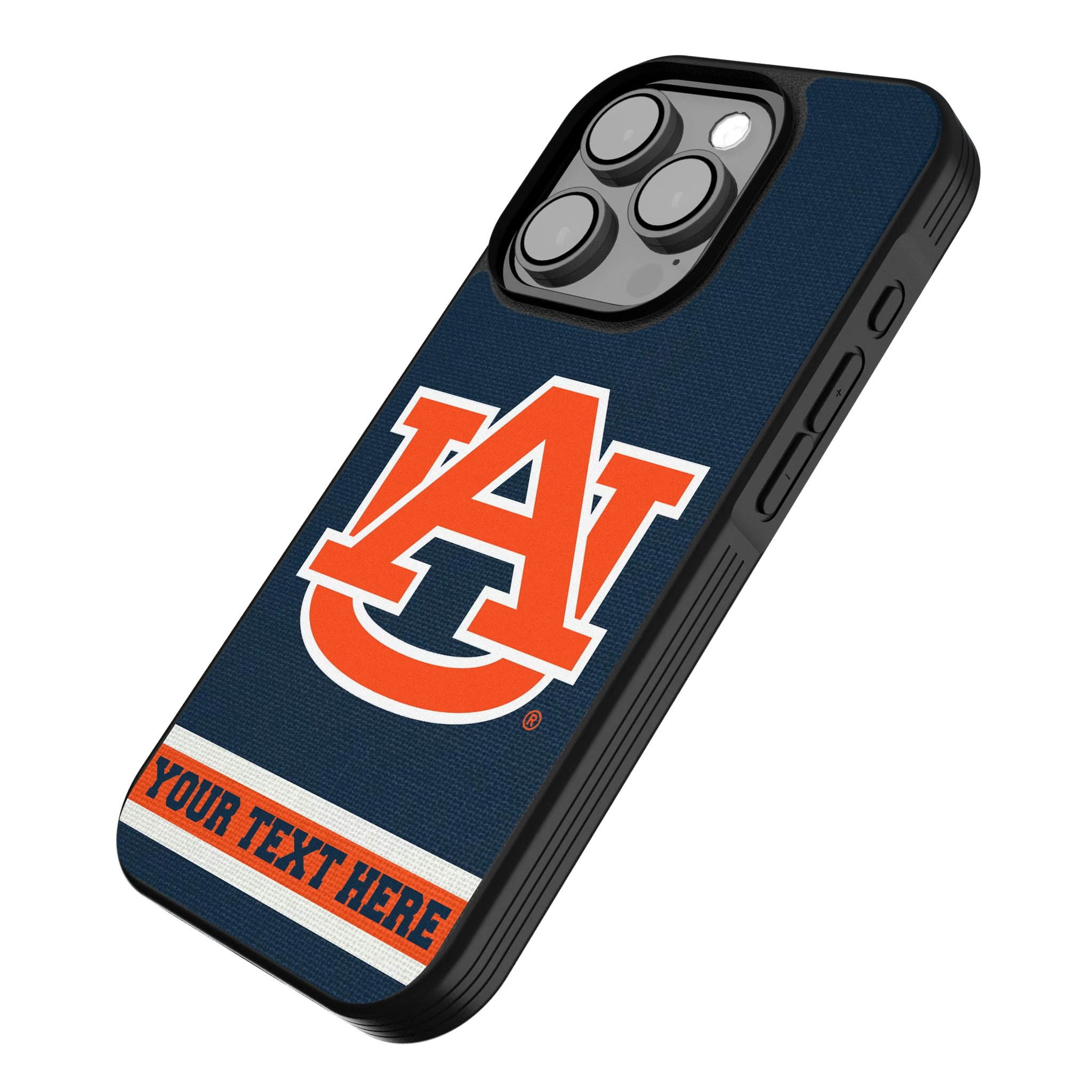 University of Auburn Tigers Personalized Stripe iPhone Bump Phone Case for Apple iPhone - Isometric View