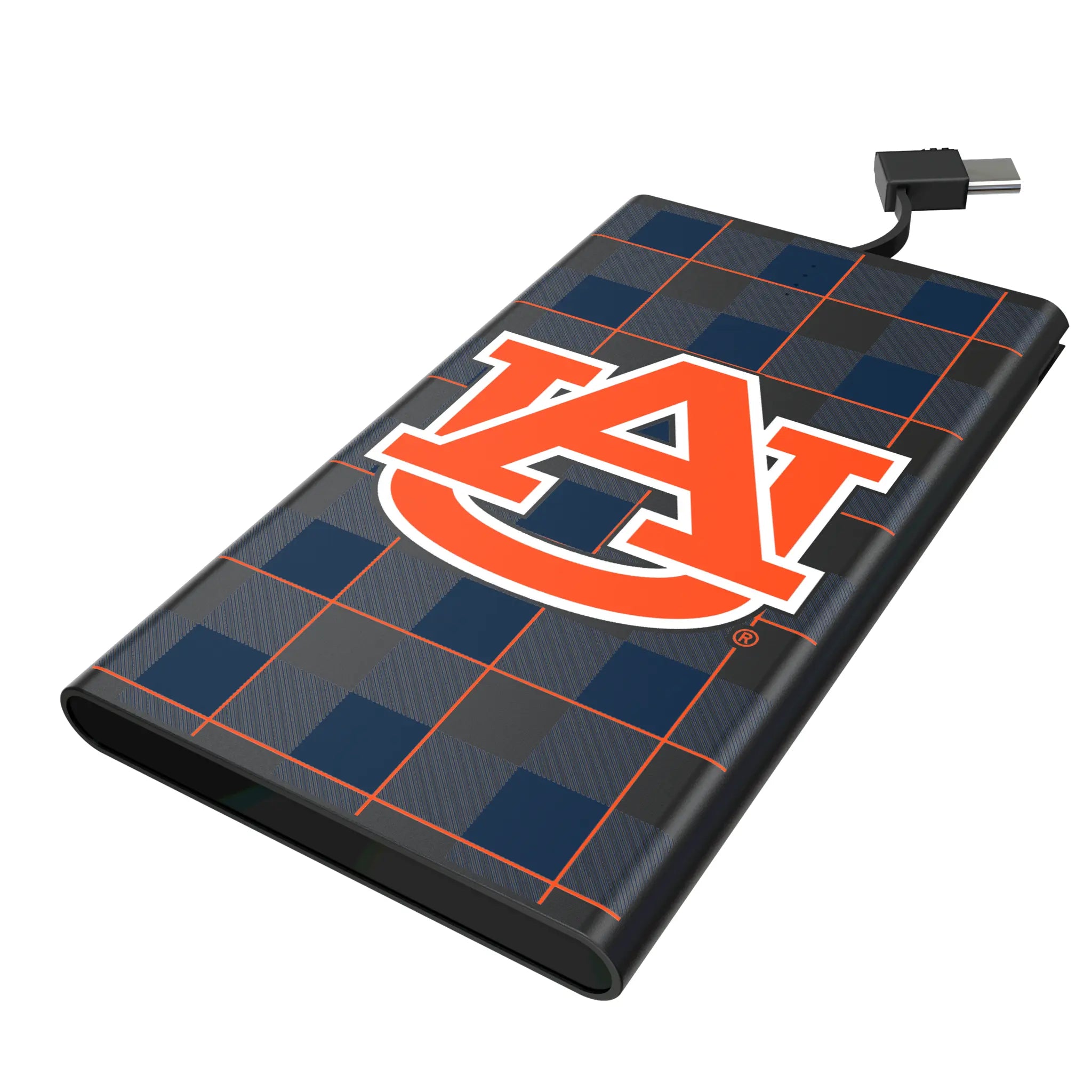 University of Auburn Tigers Plaid 5000mAh Flat Power Bank