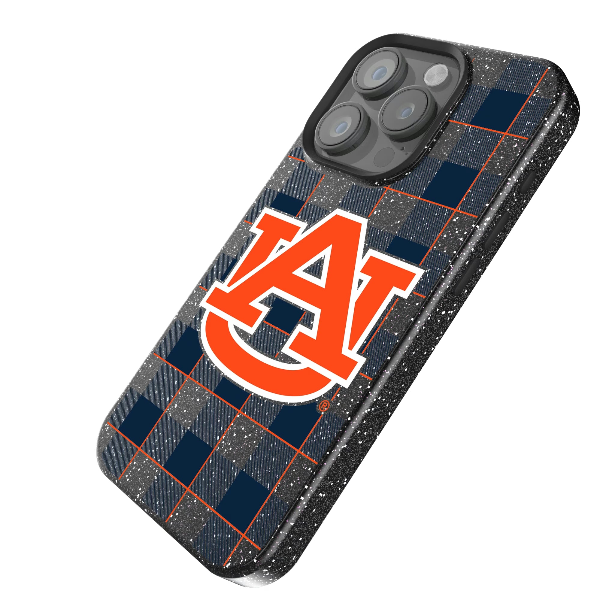 University of Auburn Tigers Plaid iPhone Bling Phone Case for Apple iPhone - Isometric View