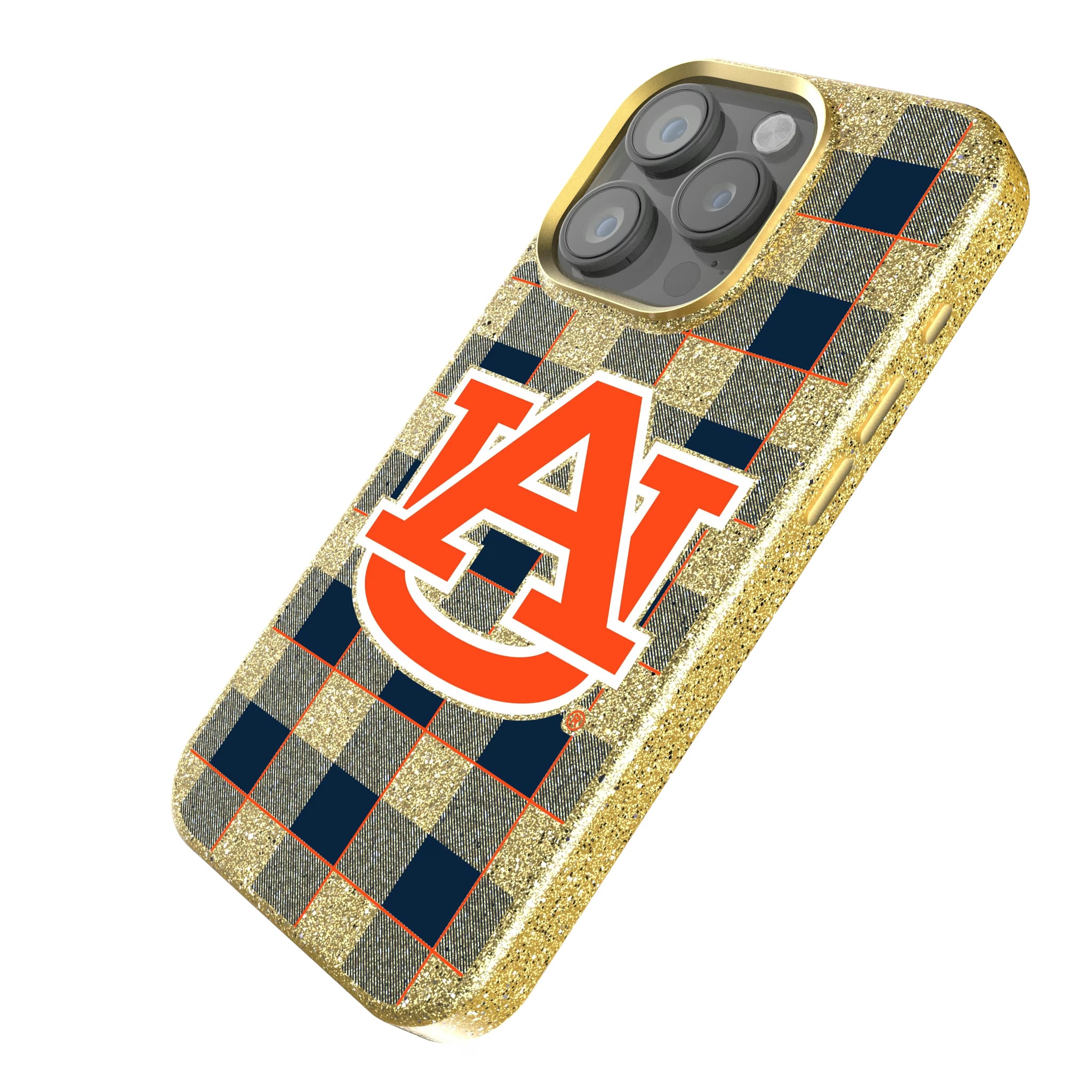 University of Auburn Tigers Plaid iPhone Bling Phone Case for Apple iPhone - Isometric View