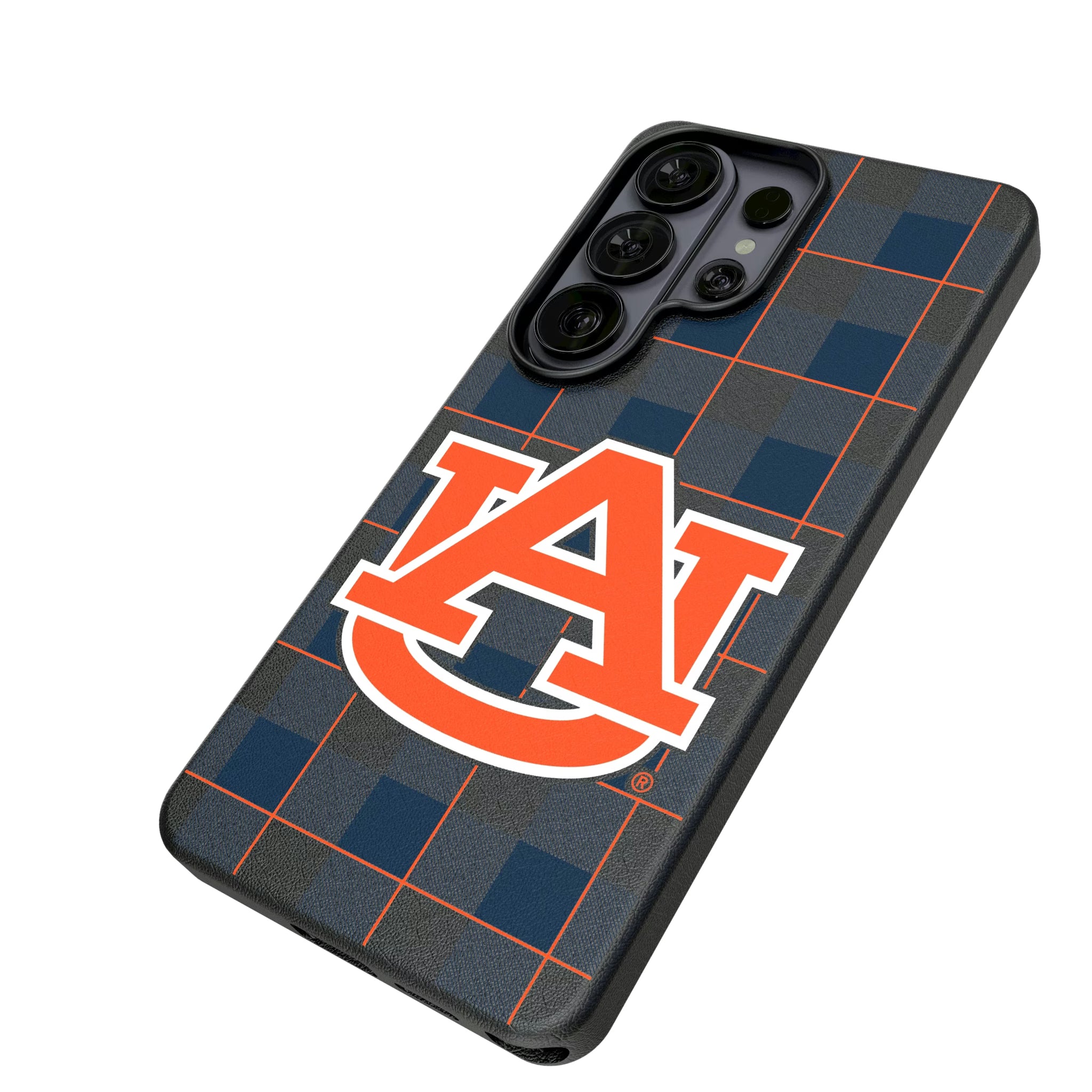 University of Auburn Tigers Plaid Galaxy MagSafe Compatible Phone Case for Samsung Galaxy - Isometric View