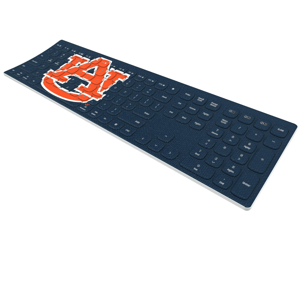University of Auburn Tigers Solid KKB605 Curved Wireless Keyboard - Isometric View