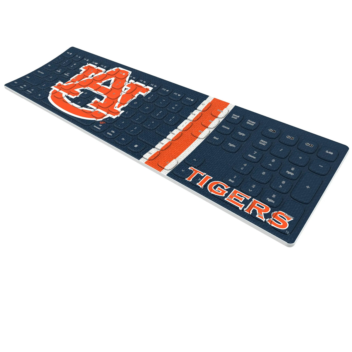 University of Auburn Tigers Stripe KKB605 Curved Wireless Keyboard - Isometric View