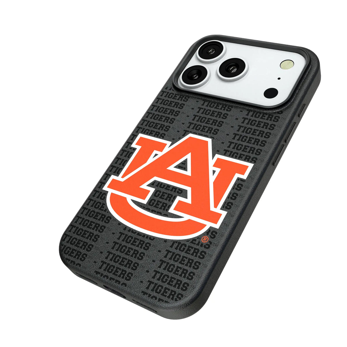 University of Auburn Tigers Text Backdrop iPhone MagSafe Compatible Phone Case for Apple iPhone - Isometric View#Device_iPhone 18 Pro