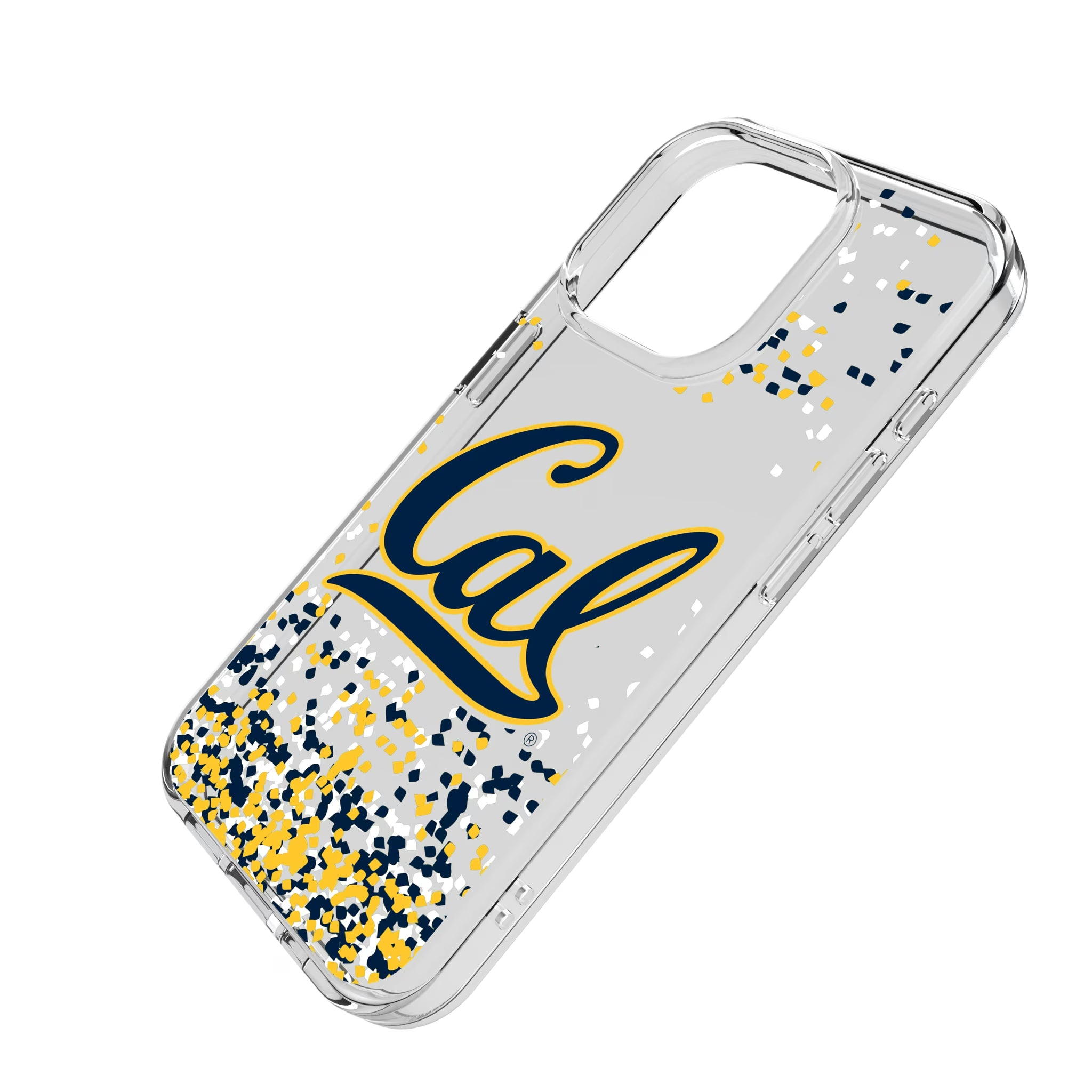 University of California Berkeley Golden Bears Confetti iPhone Clear Phone Case for Apple iPhone - Isometric View