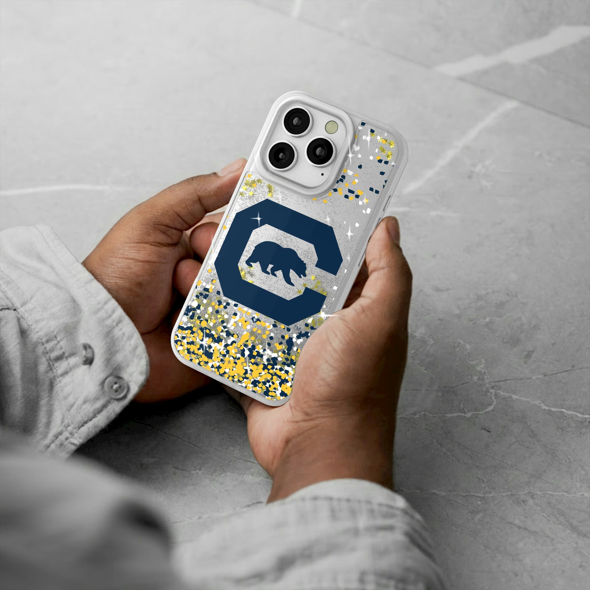 University of California Berkeley Golden Bears Confetti iPhone Glitter Phone Case for Apple iPhone - Lifestyle#Device_iPhone 16 Pro