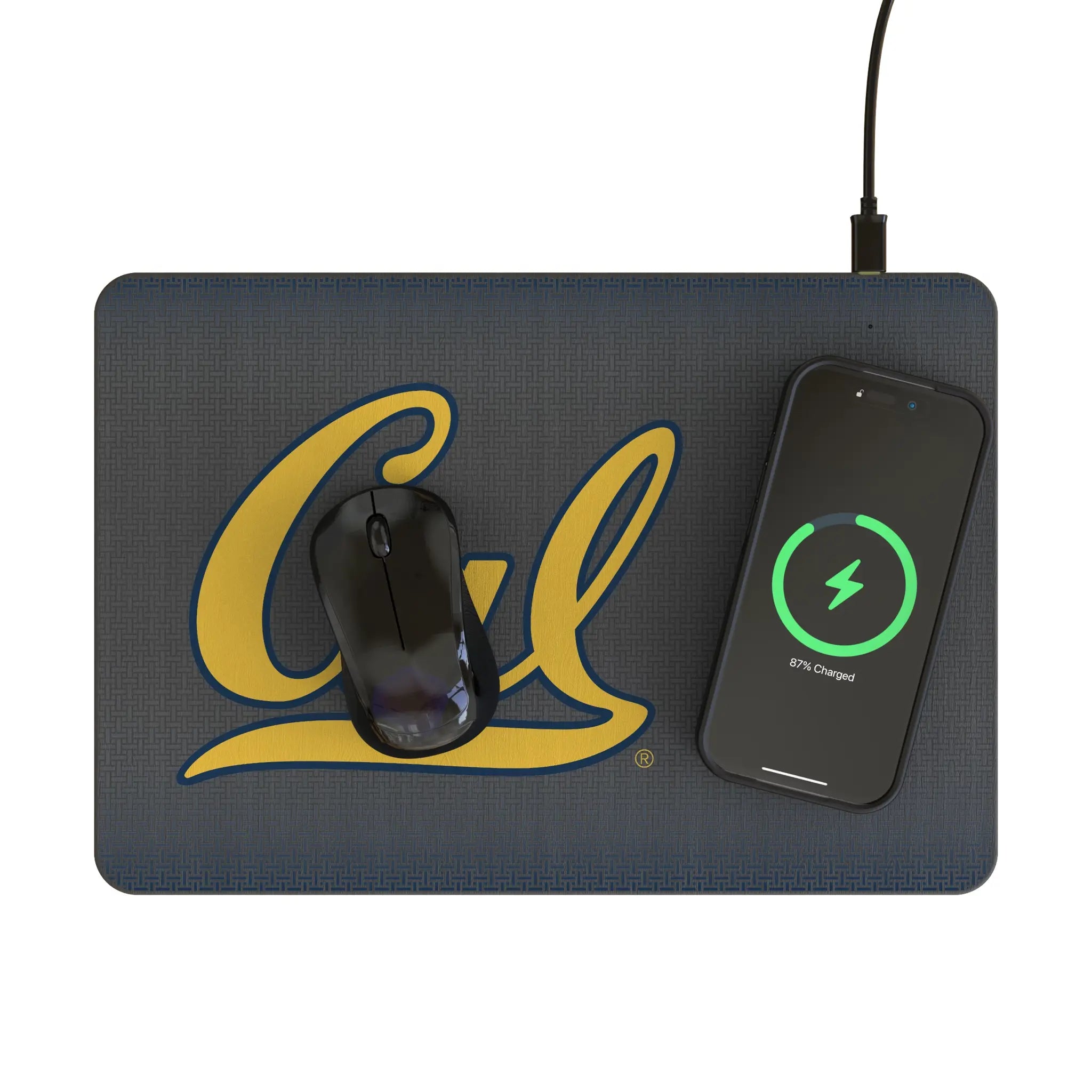 University of California Berkeley Golden Bears Linen 15-Watt Wireless Charger and Mouse Pad - Lifestyle