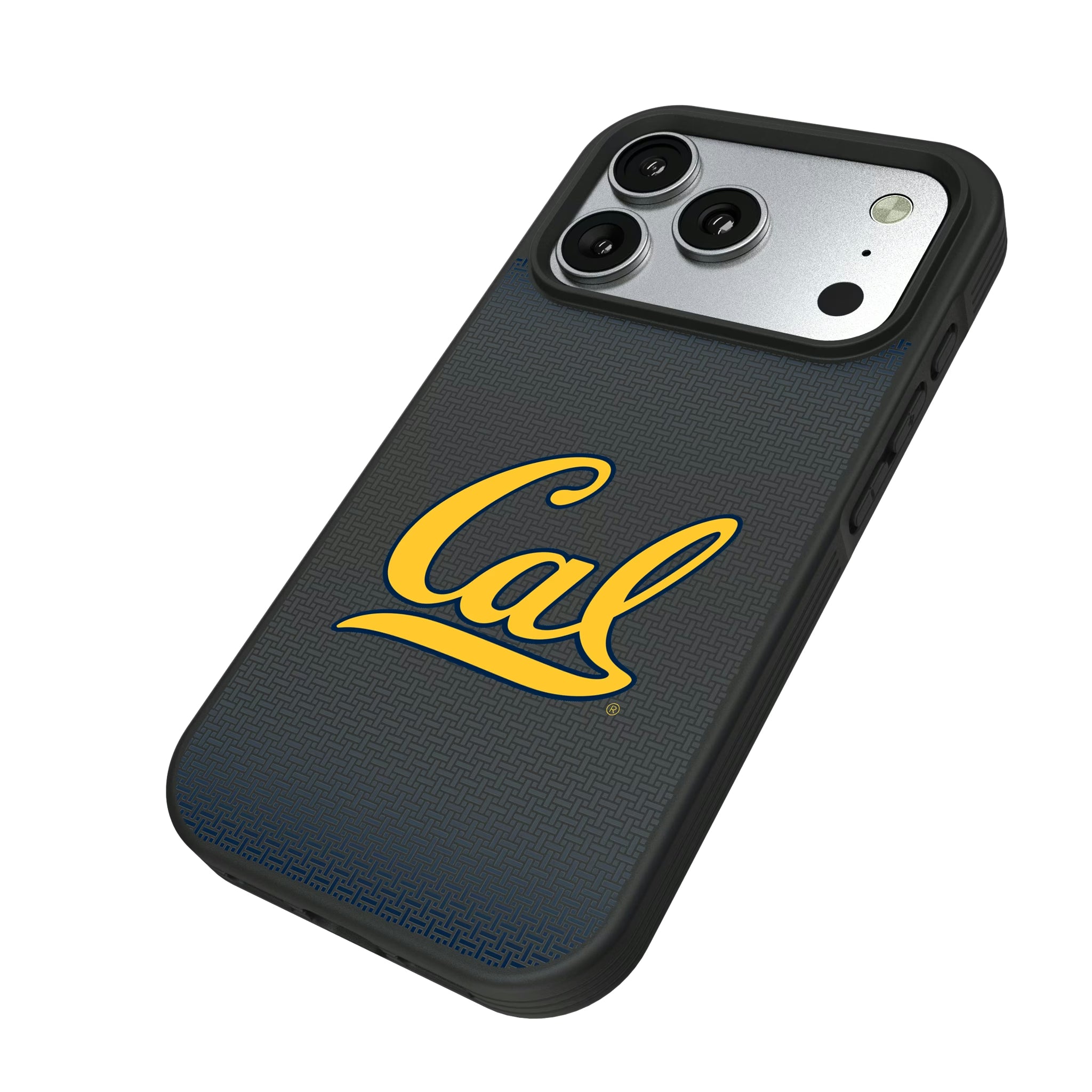 University of California Berkeley Golden Bears Linen iPhone Bump Phone Case for Apple iPhone - Isometric View#Device_iPhone 17 Pro