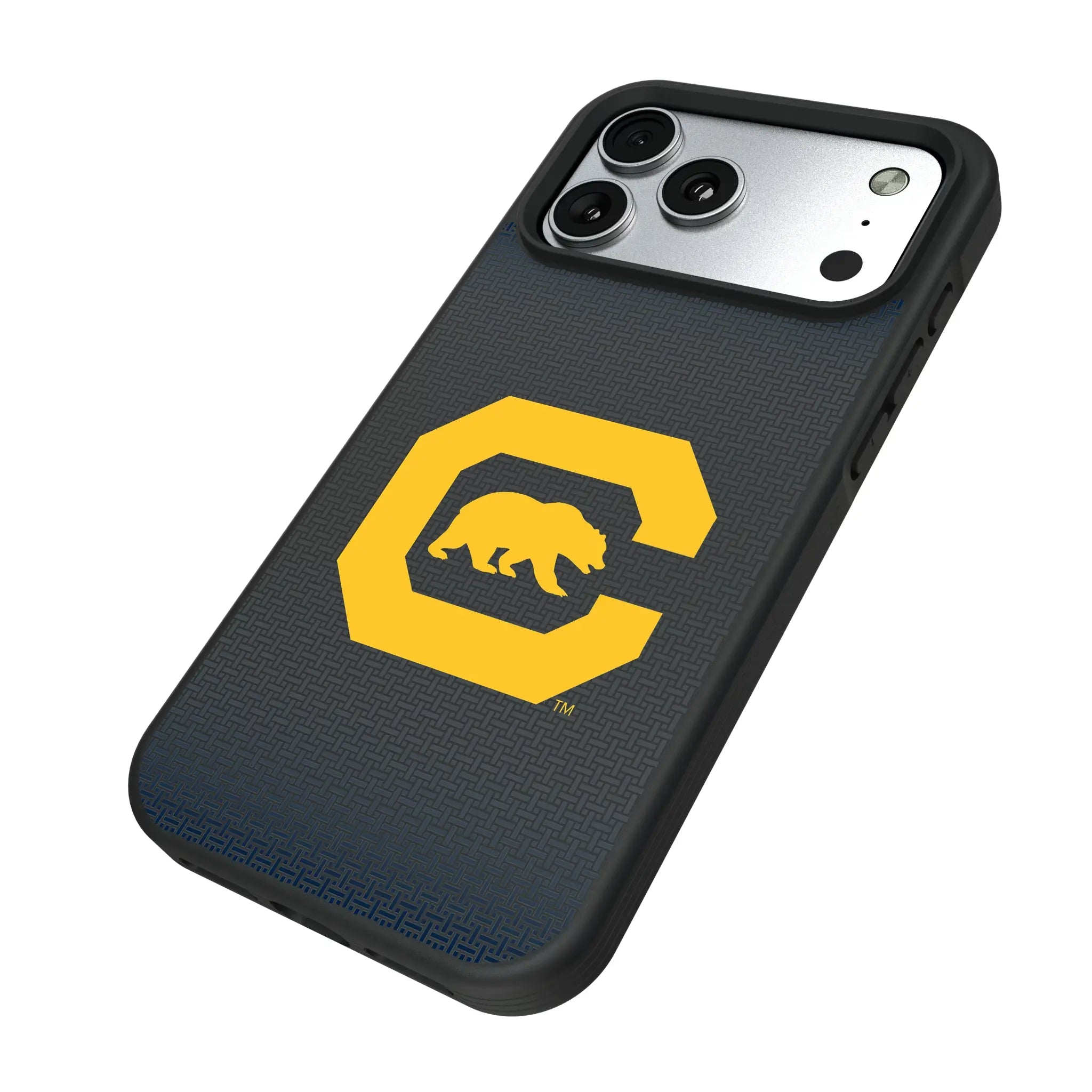 University of California Berkeley Golden Bears Linen iPhone Bump Phone Case for Apple iPhone - Isometric View#Device_iPhone 17 Pro Max