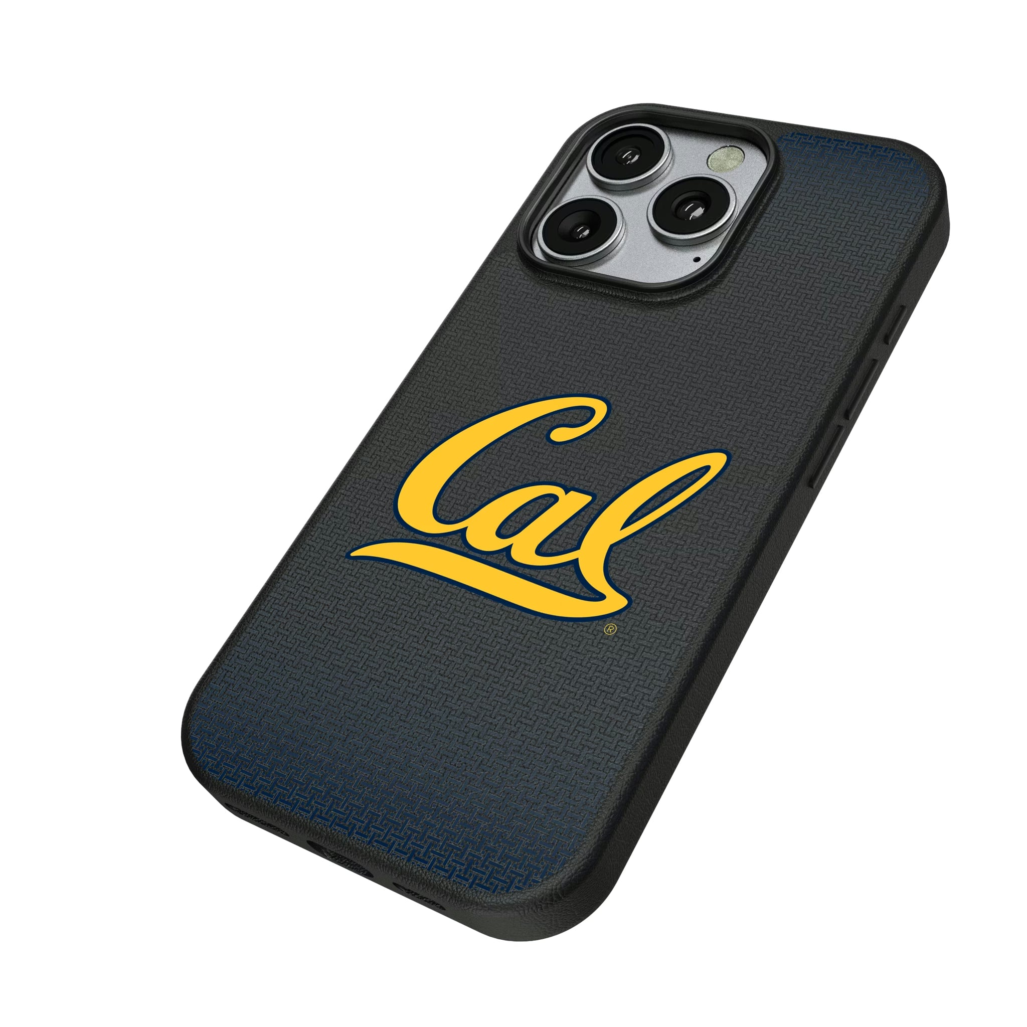 University of California Berkeley Golden Bears Linen iPhone MagSafe Compatible Phone Case for Apple iPhone - Isometric View