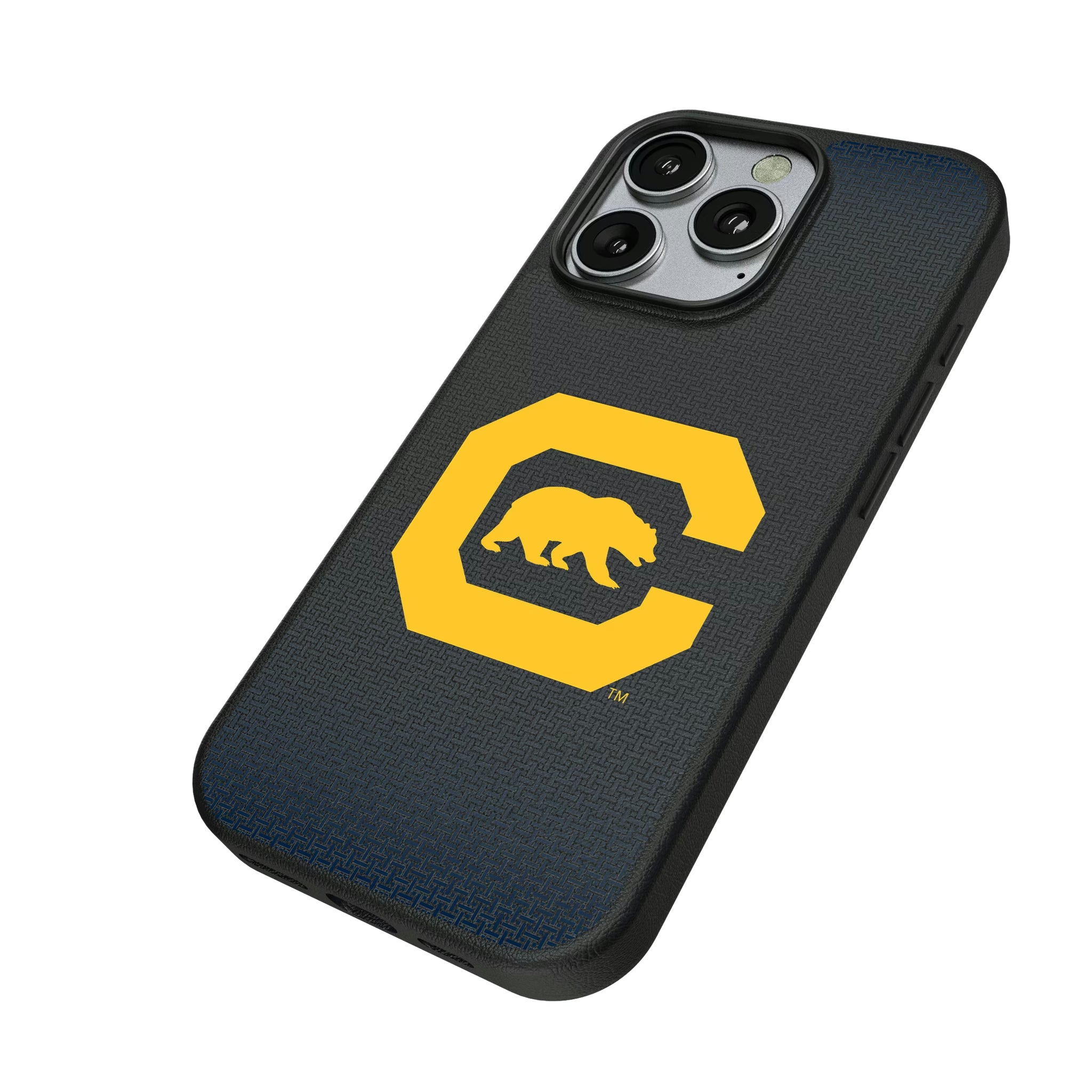 University of California Berkeley Golden Bears Linen iPhone MagSafe Compatible Phone Case for Apple iPhone - Isometric View