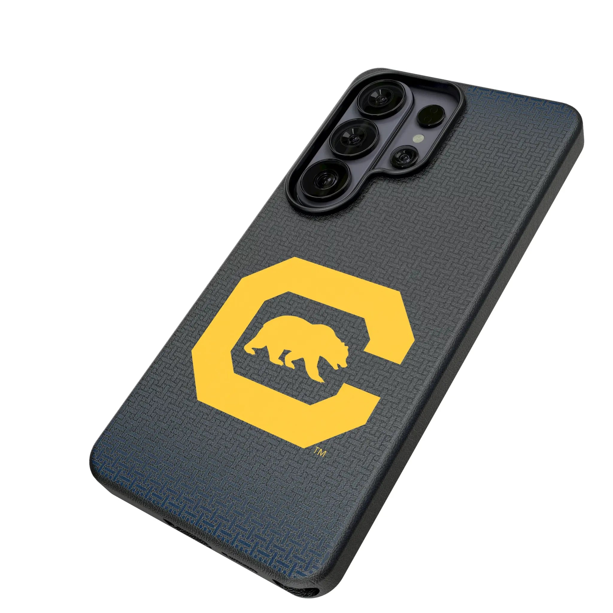 University of California Berkeley Golden Bears Linen Galaxy MagSafe Compatible Phone Case for Samsung Galaxy - Isometric View#Device_Galaxy S26 Ultra