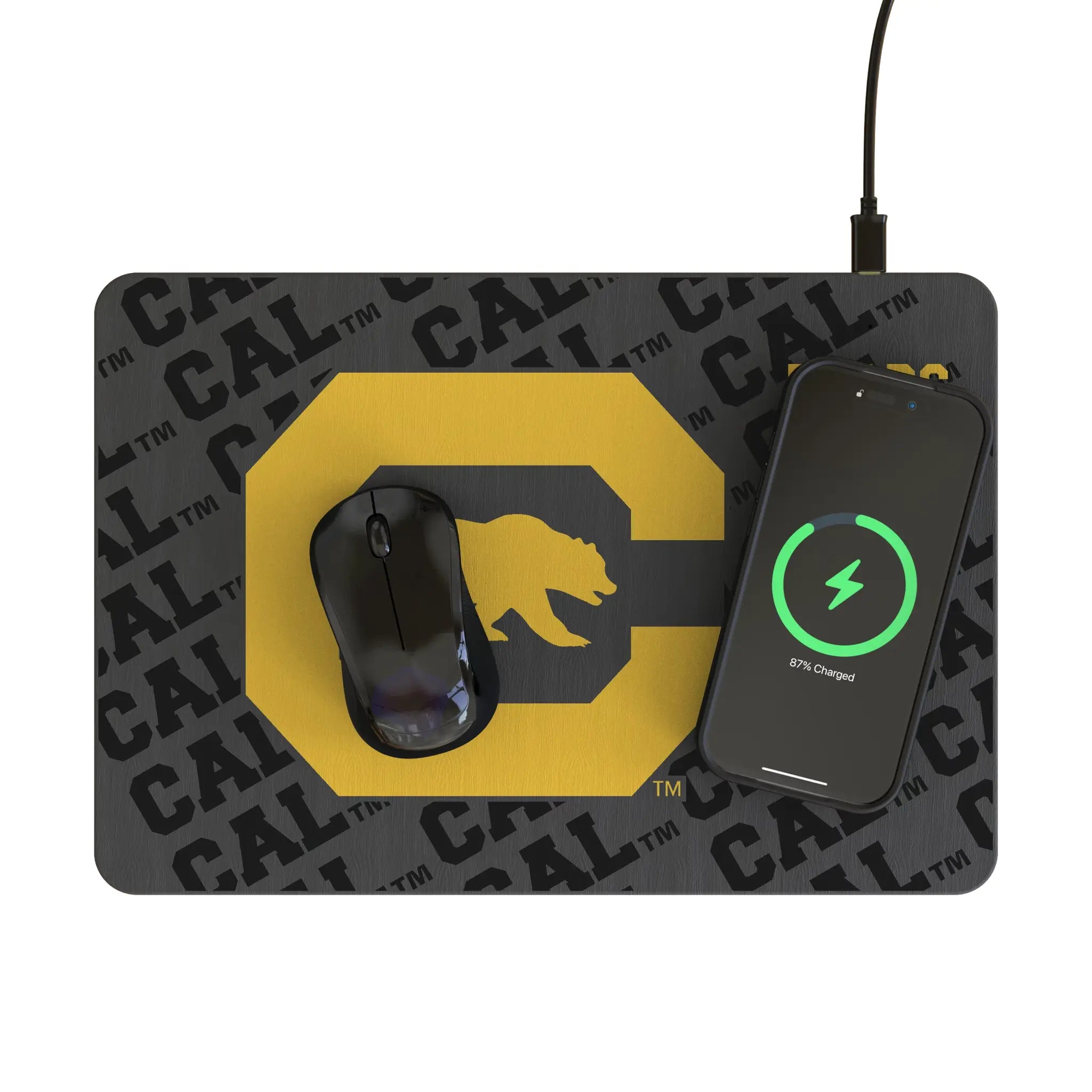 University of California Berkeley Golden Bears Monocolor Tilt 15-Watt Wireless Charger and Mouse Pad - Lifestyle