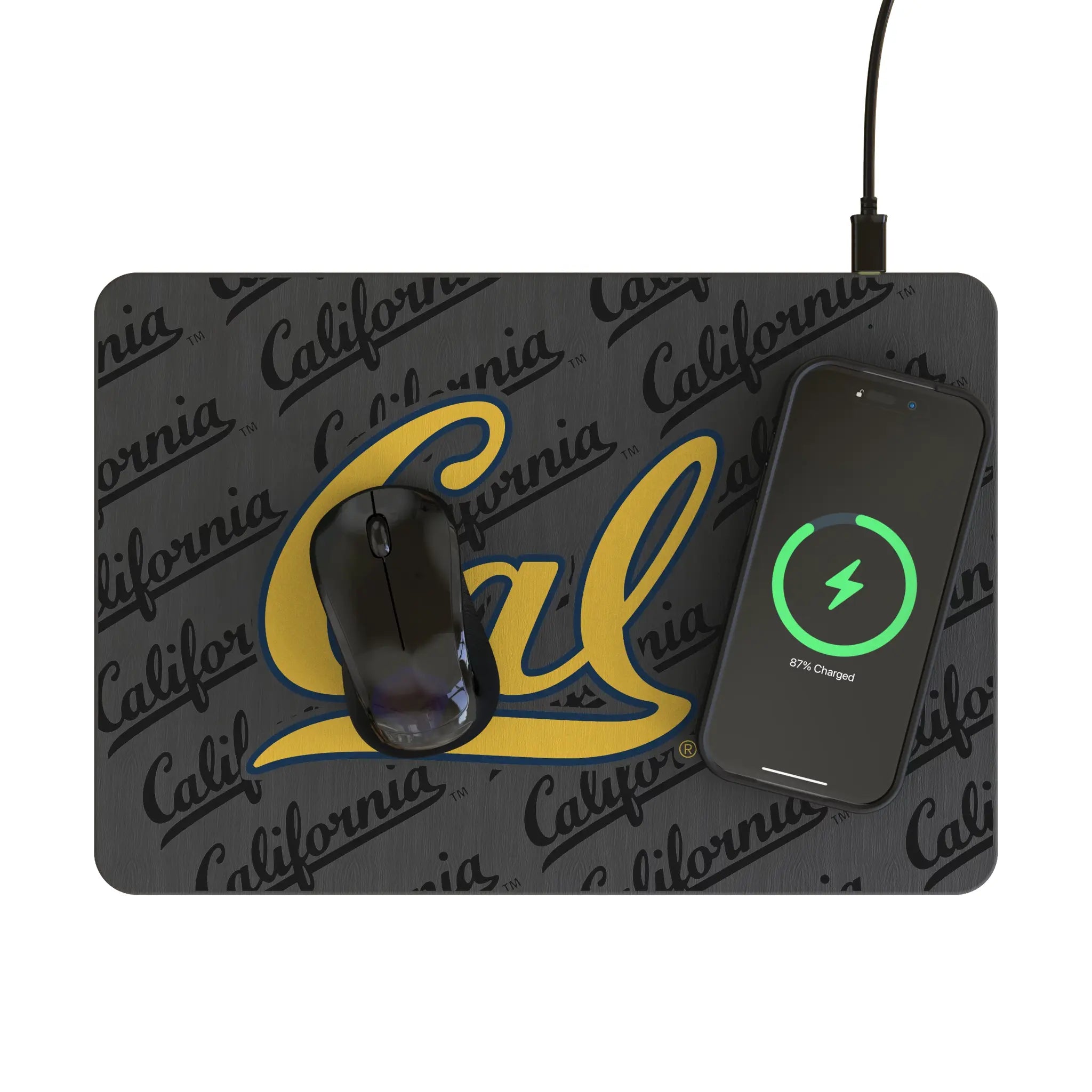 University of California Berkeley Golden Bears Monocolor Tilt 15-Watt Wireless Charger and Mouse Pad - Lifestyle