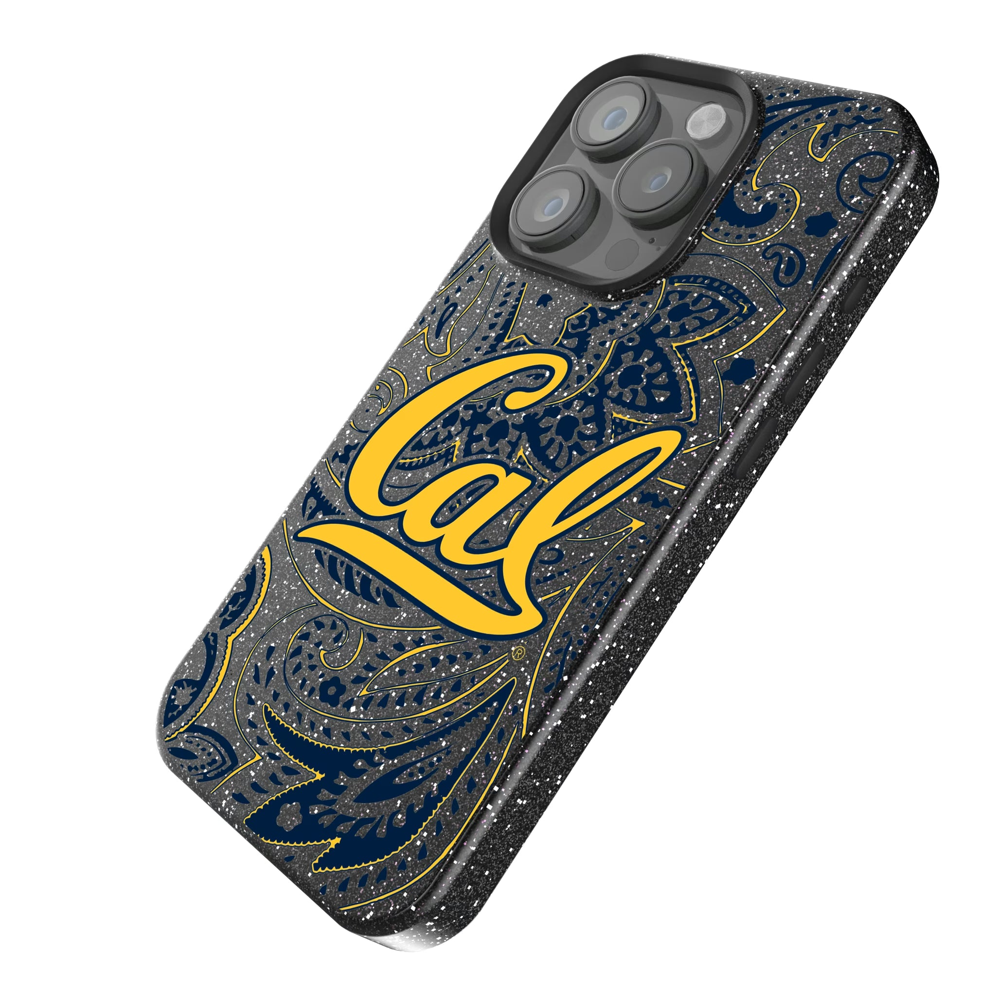 University of California Berkeley Golden Bears Paisley iPhone Bling Phone Case for Apple iPhone - Isometric View