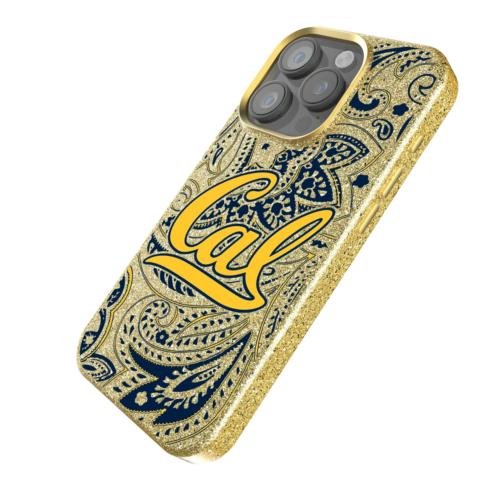 University of California Berkeley Golden Bears Paisley iPhone Bling Phone Case for Apple iPhone - Isometric View