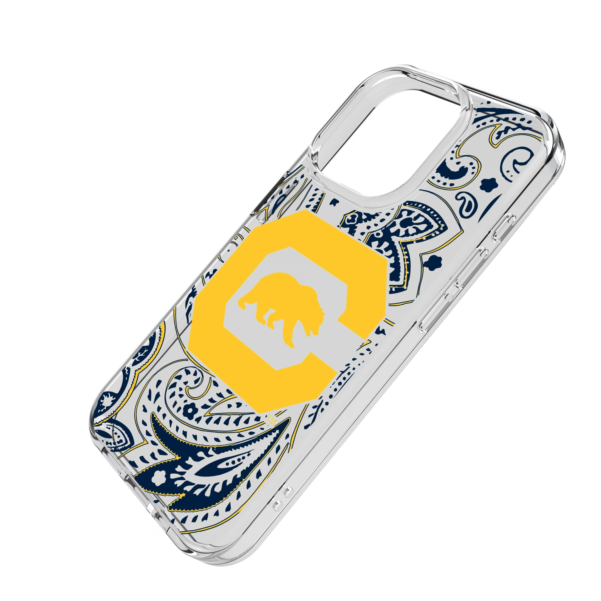 University of California Berkeley Golden Bears Paisley iPhone Clear Phone Case for Apple iPhone - Isometric View