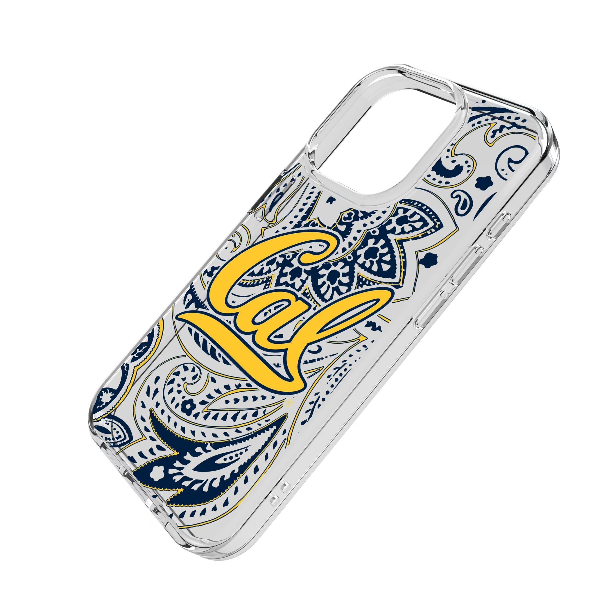 University of California Berkeley Golden Bears Paisley iPhone Clear Phone Case for Apple iPhone - Isometric View