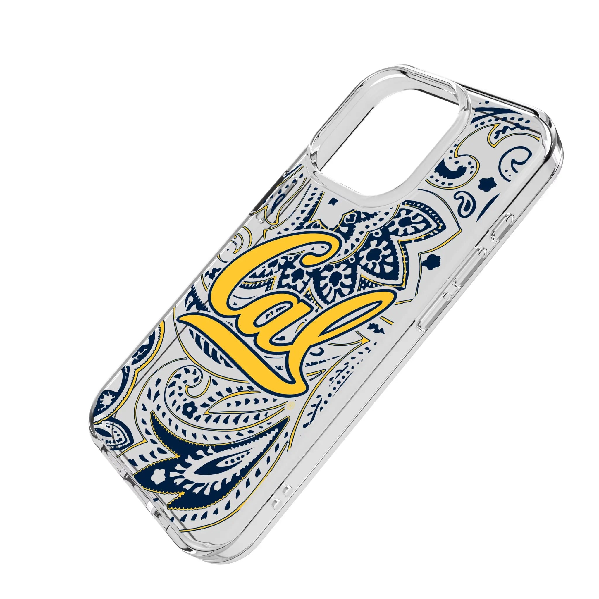 University of California Berkeley Golden Bears Paisley iPhone Clear Phone Case for Apple iPhone - Isometric View