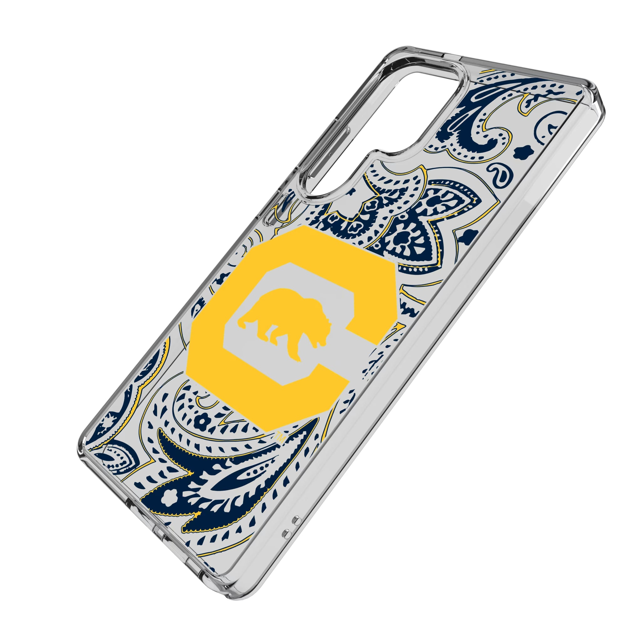University of California Berkeley Golden Bears Paisley Galaxy Clear Phone Case for Samsung Galaxy - Isometric View