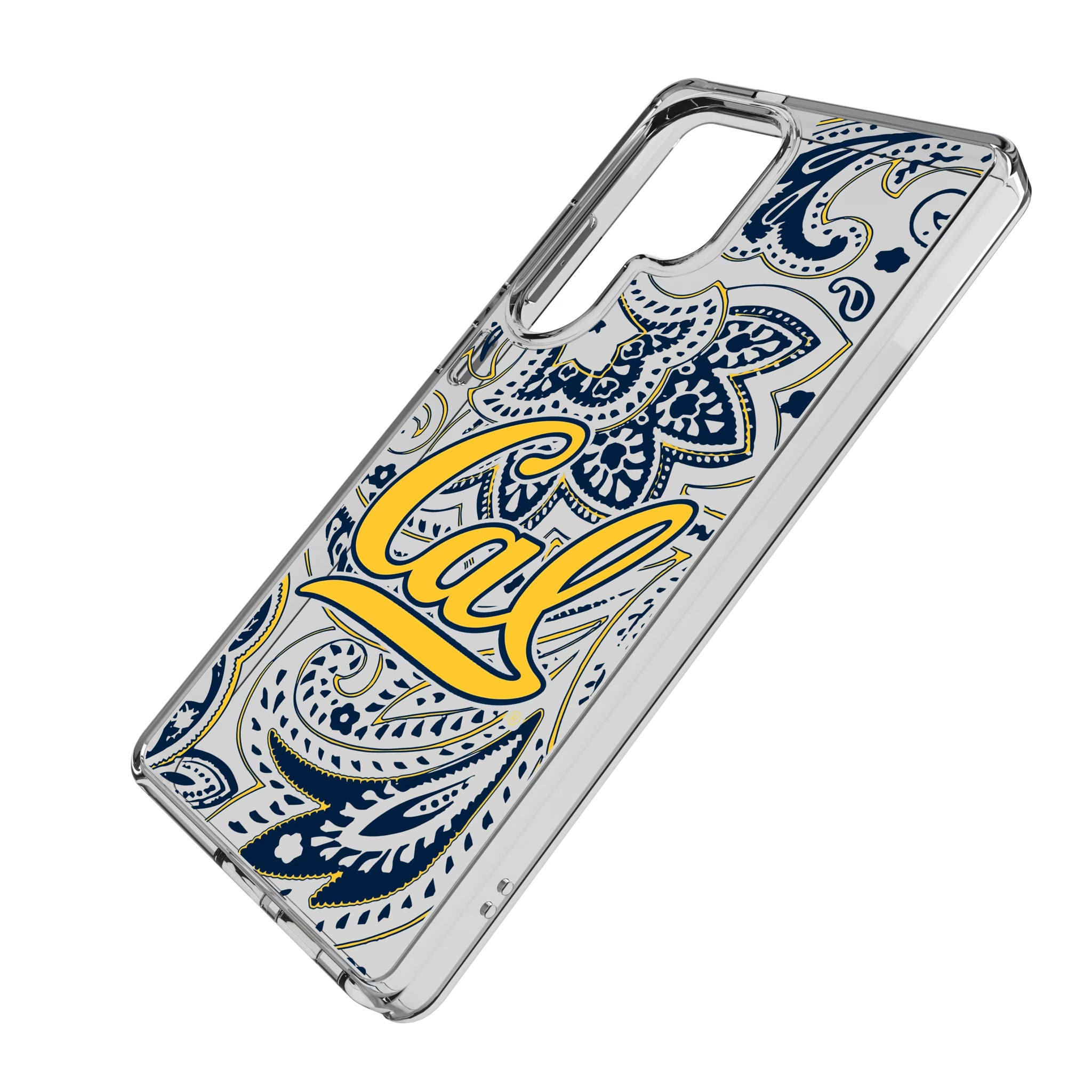 University of California Berkeley Golden Bears Paisley Galaxy Clear Phone Case for Samsung Galaxy - Isometric View