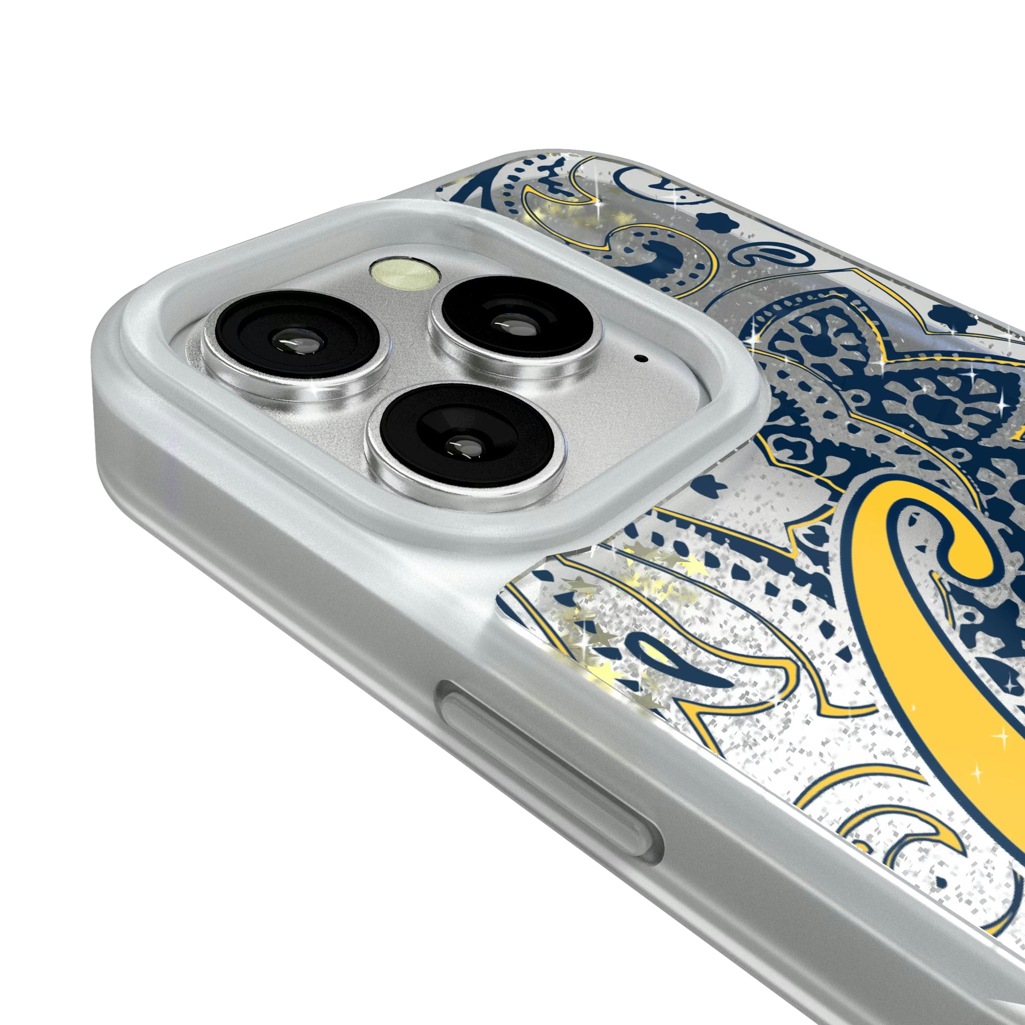University of California Berkeley Golden Bears Paisley iPhone Glitter Phone Case for Apple iPhone - Detail#Device_iPhone 16 Pro