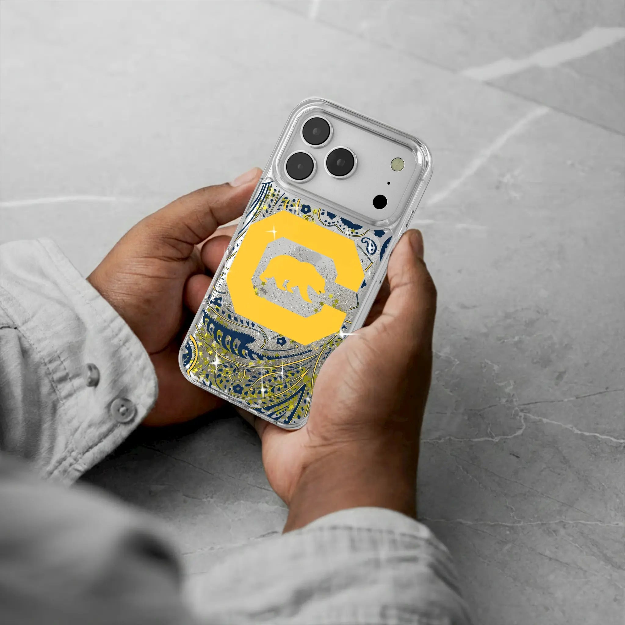University of California Berkeley Golden Bears Paisley iPhone Glitter Phone Case for Apple iPhone - Lifestyle