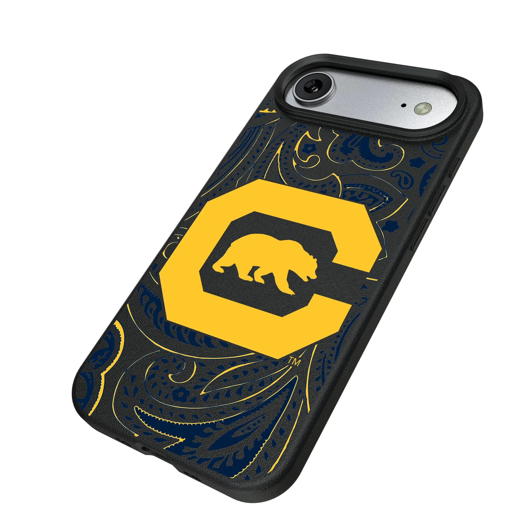 University of California Berkeley Golden Bears Paisley iPhone MagSafe Compatible Phone Case for Apple iPhone - Isometric View#Device_iPhone Air