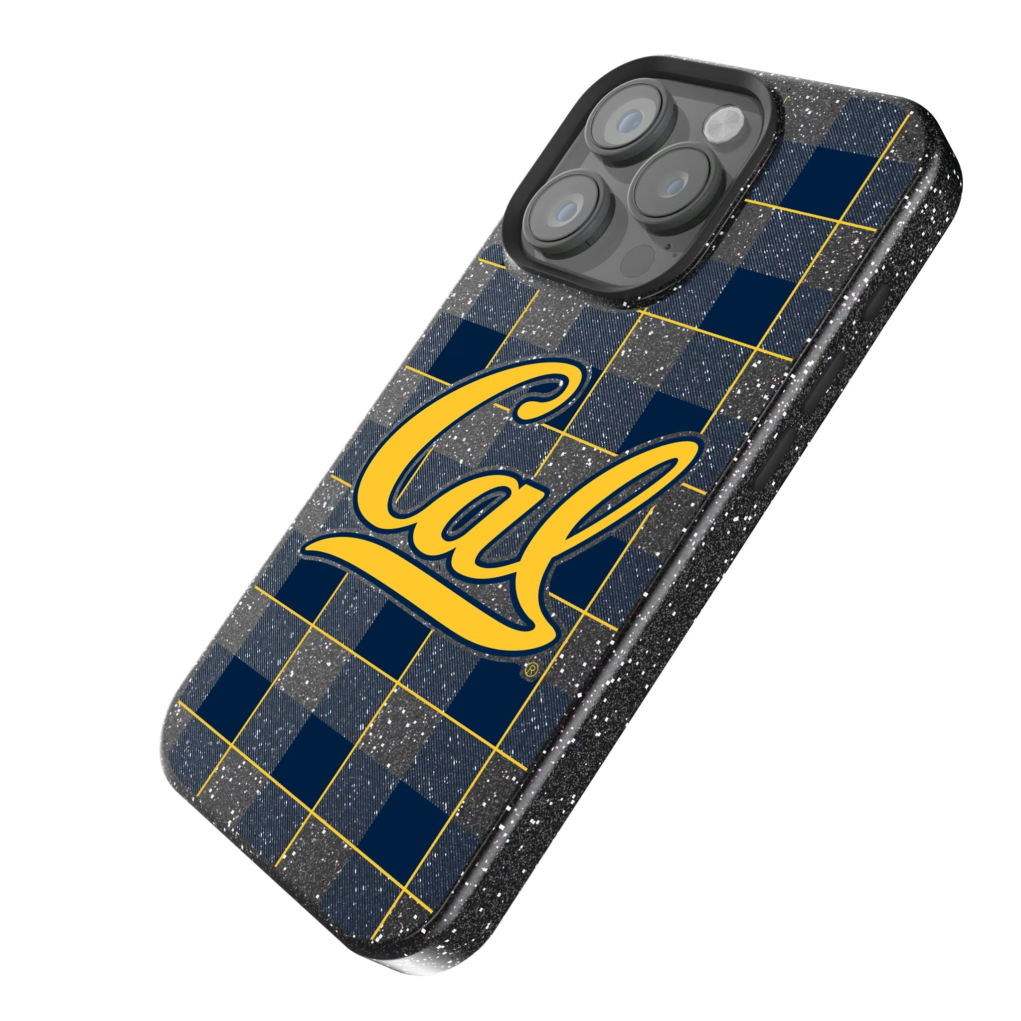 University of California Berkeley Golden Bears Plaid iPhone Bling Phone Case for Apple iPhone - Isometric View
