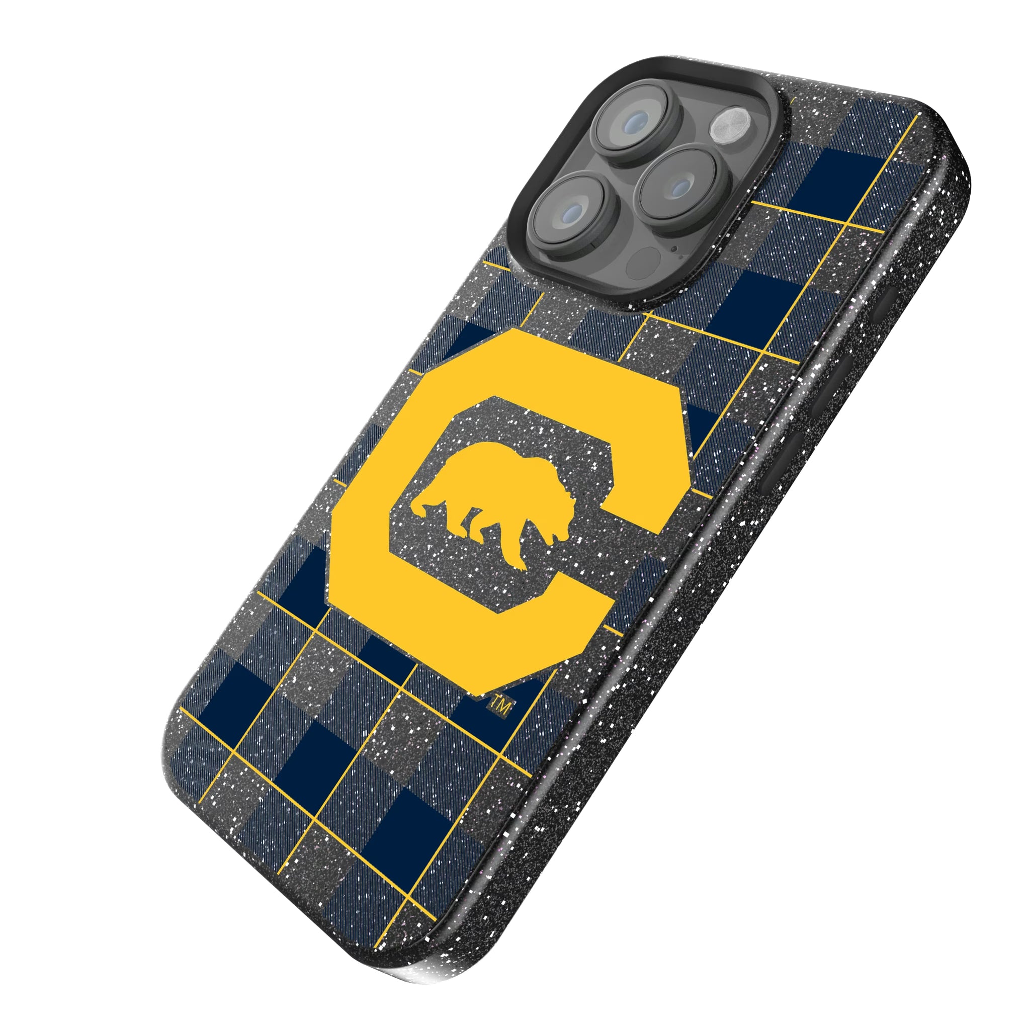 University of California Berkeley Golden Bears Plaid iPhone Bling Phone Case for Apple iPhone - Isometric View