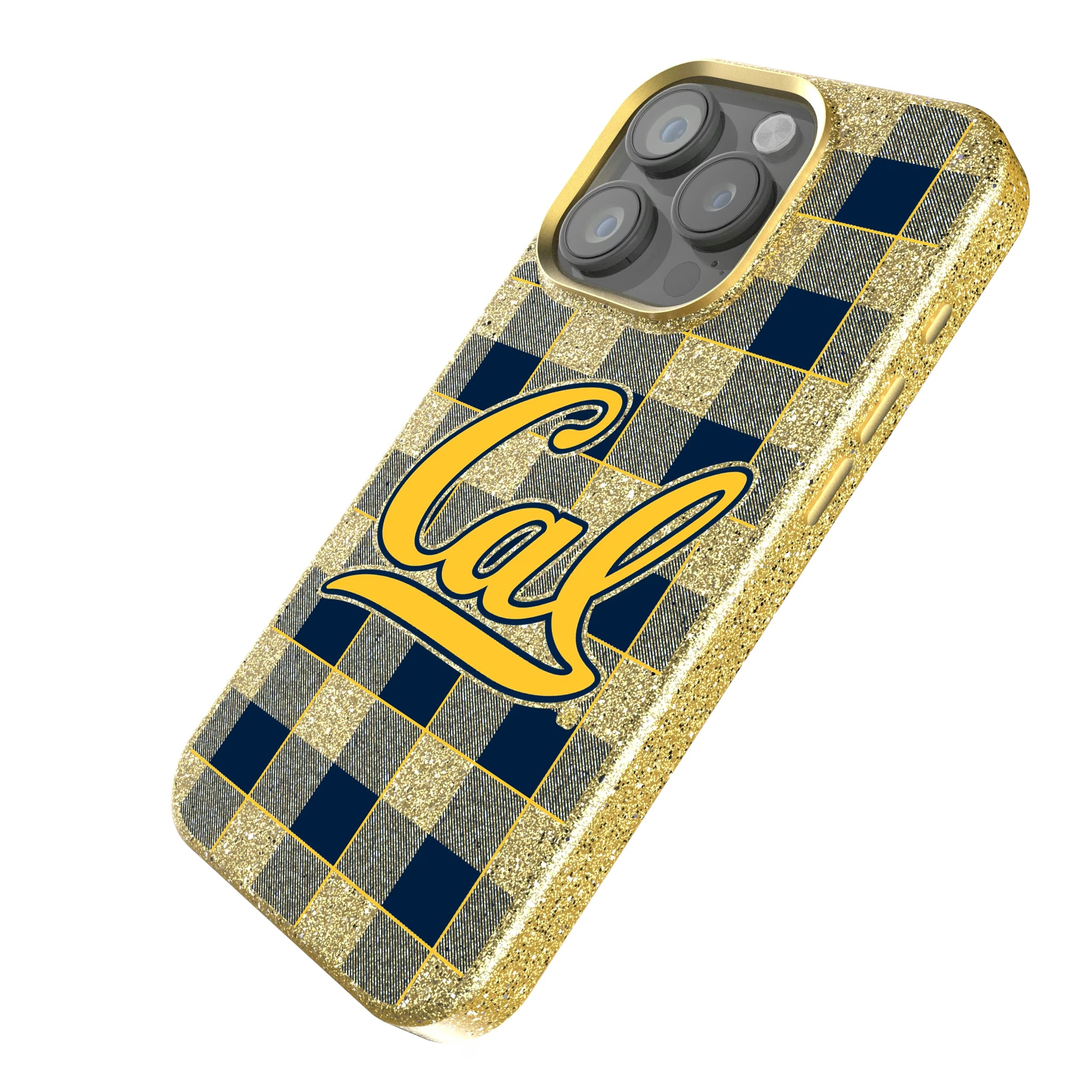 University of California Berkeley Golden Bears Plaid iPhone Bling Phone Case for Apple iPhone - Isometric View