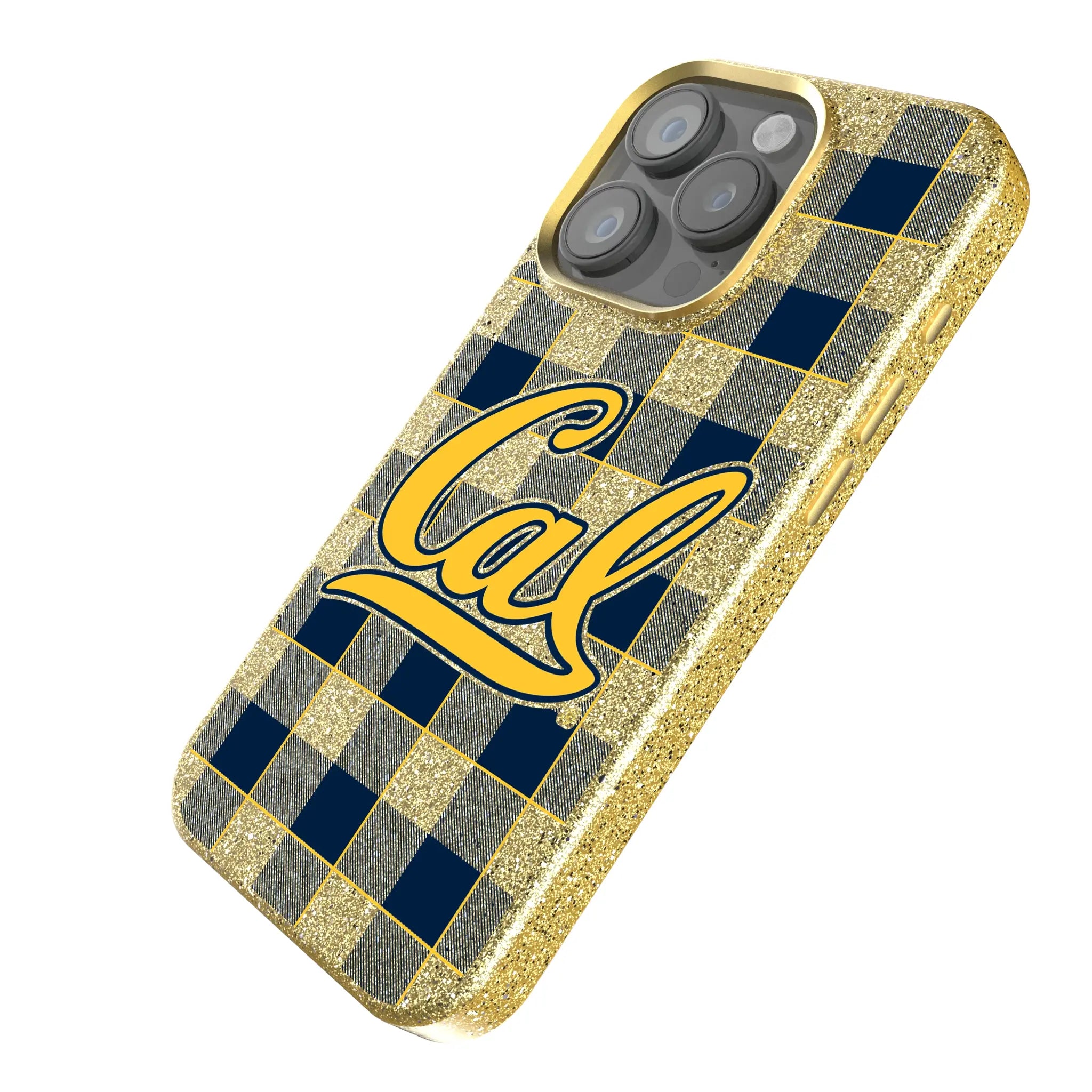 University of California Berkeley Golden Bears Plaid iPhone Bling Phone Case for Apple iPhone - Isometric View