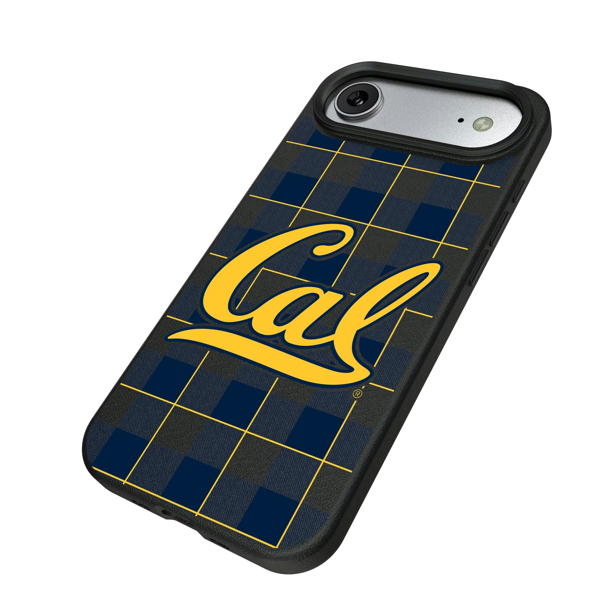 University of California Berkeley Golden Bears Plaid iPhone MagSafe Compatible Phone Case for Apple iPhone - Isometric View#Device_iPhone Air