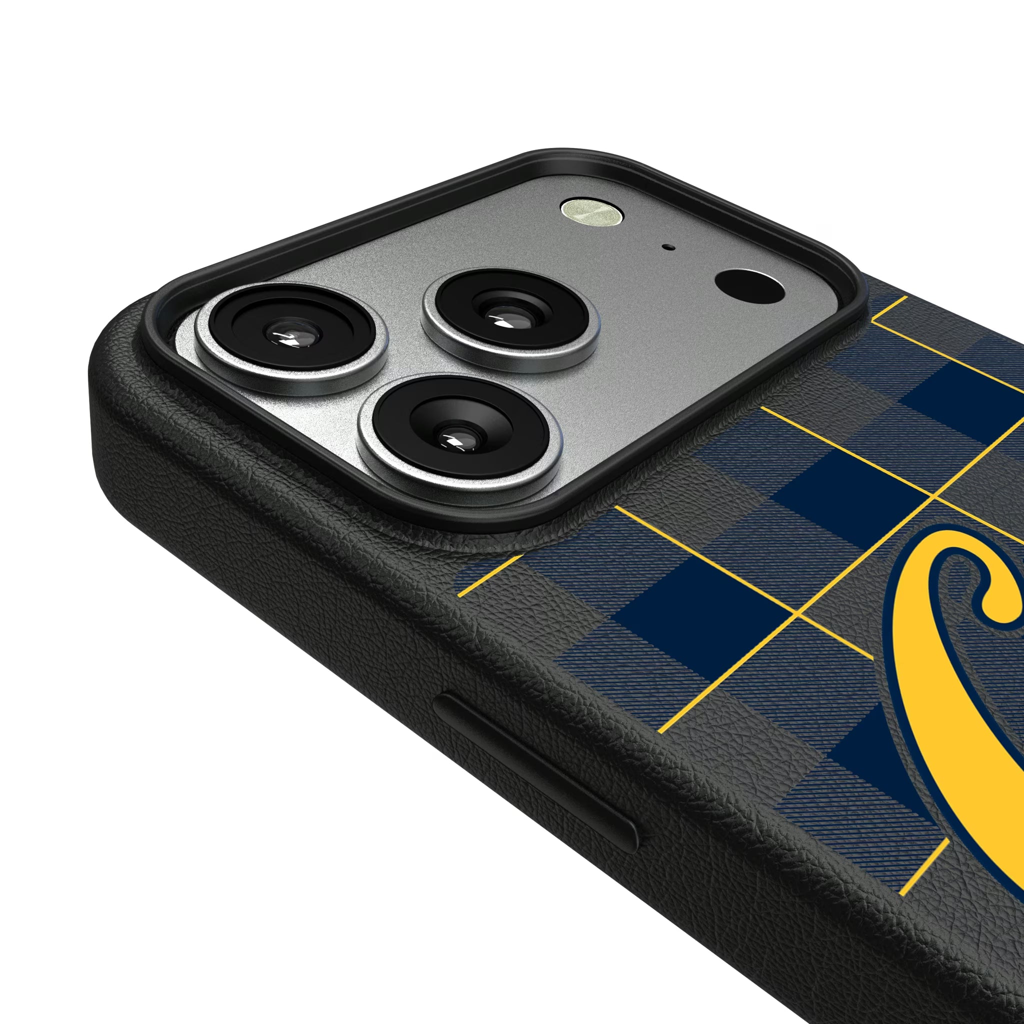 University of California Berkeley Golden Bears Plaid iPhone MagSafe Compatible Phone Case for Apple iPhone - Detail#Device_iPhone 17 Pro
