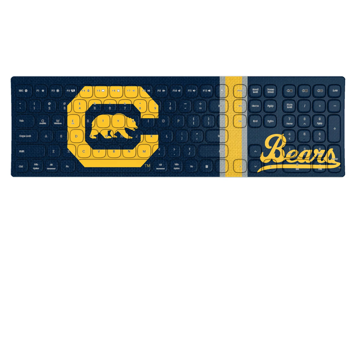 University of California Berkeley Golden Bears Stripe KKB605 Curved Wireless Keyboard