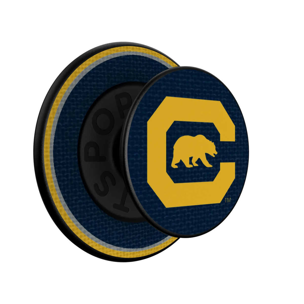 University of California Berkeley Golden Bears Stripe Popsockets Round Magnetic - Isometric View