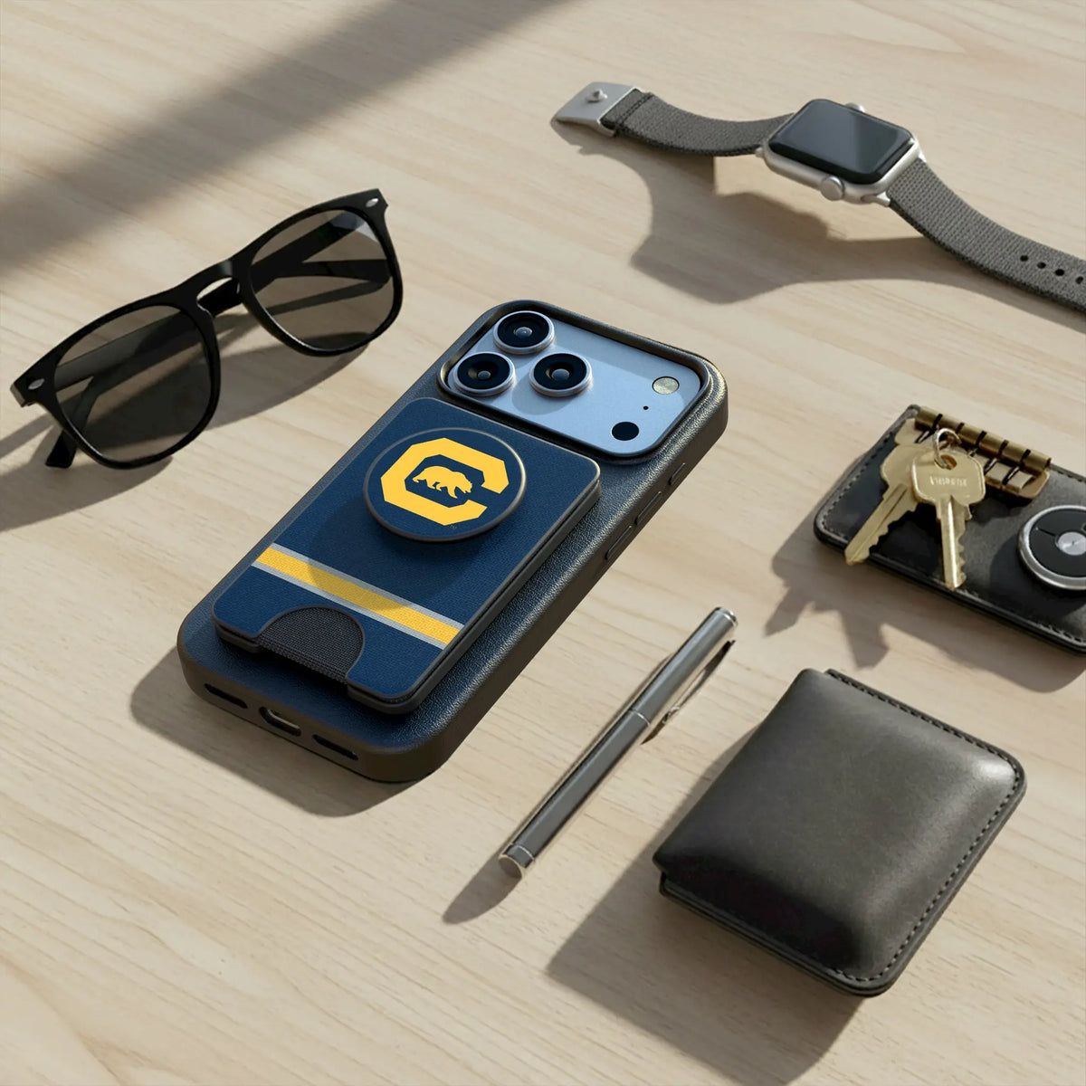 University of California Berkeley Golden Bears Stripe Popsockets Wallet Magnetic - Lifestyle