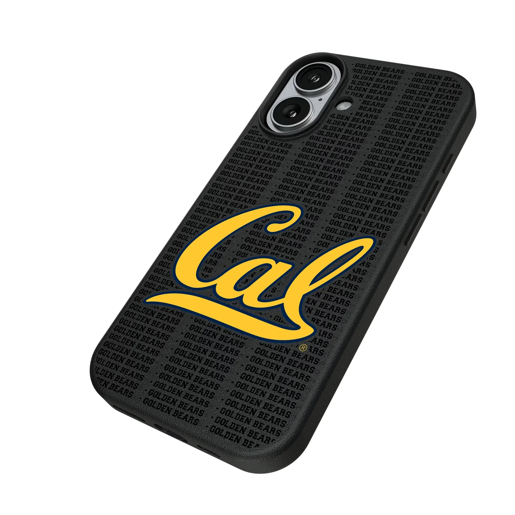 University of California Berkeley Golden Bears Text Backdrop iPhone MagSafe Compatible Phone Case for Apple iPhone - Isometric View#Device_iPhone 17