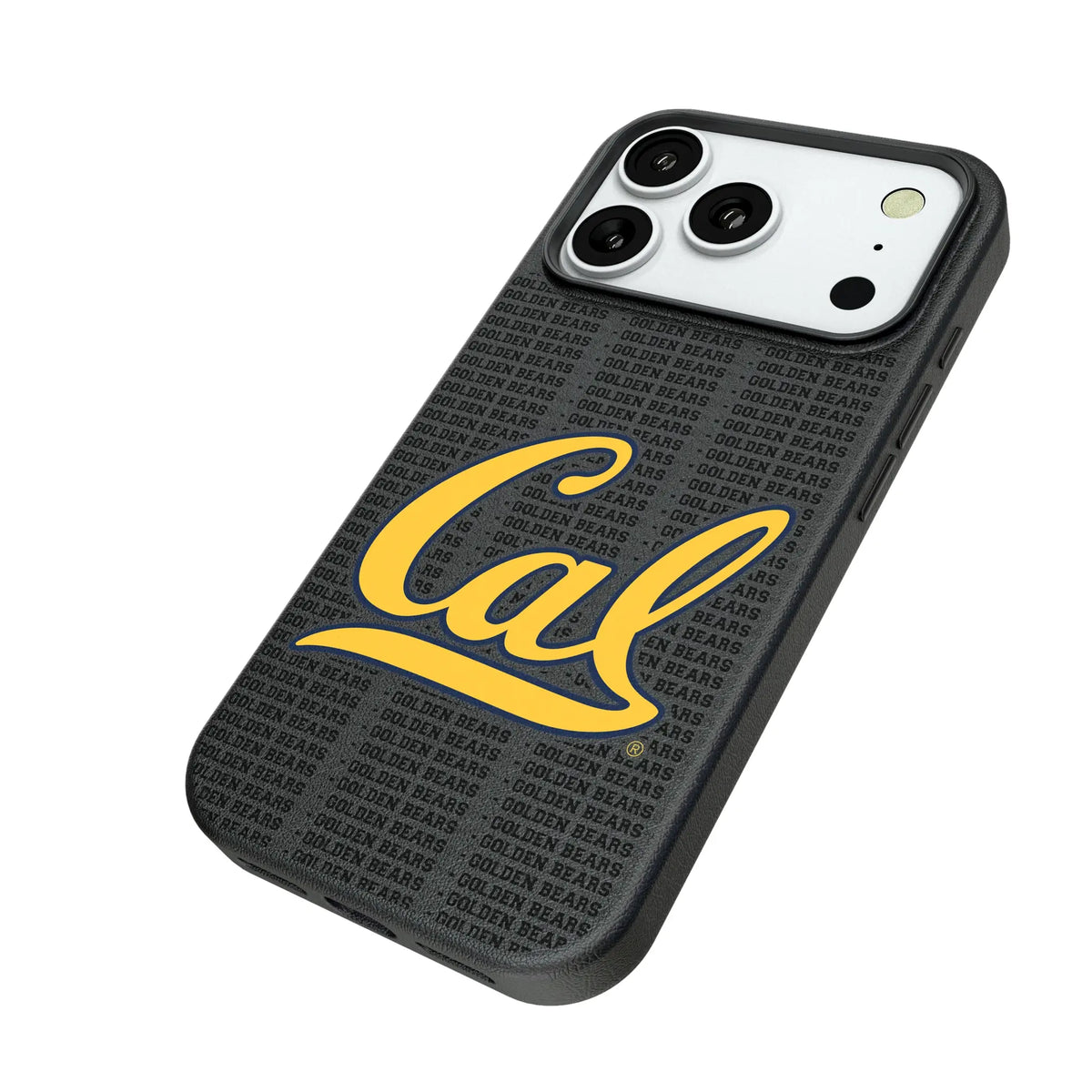 University of California Berkeley Golden Bears Text Backdrop iPhone MagSafe Compatible Phone Case for Apple iPhone - Isometric View#Device_iPhone 18 Pro