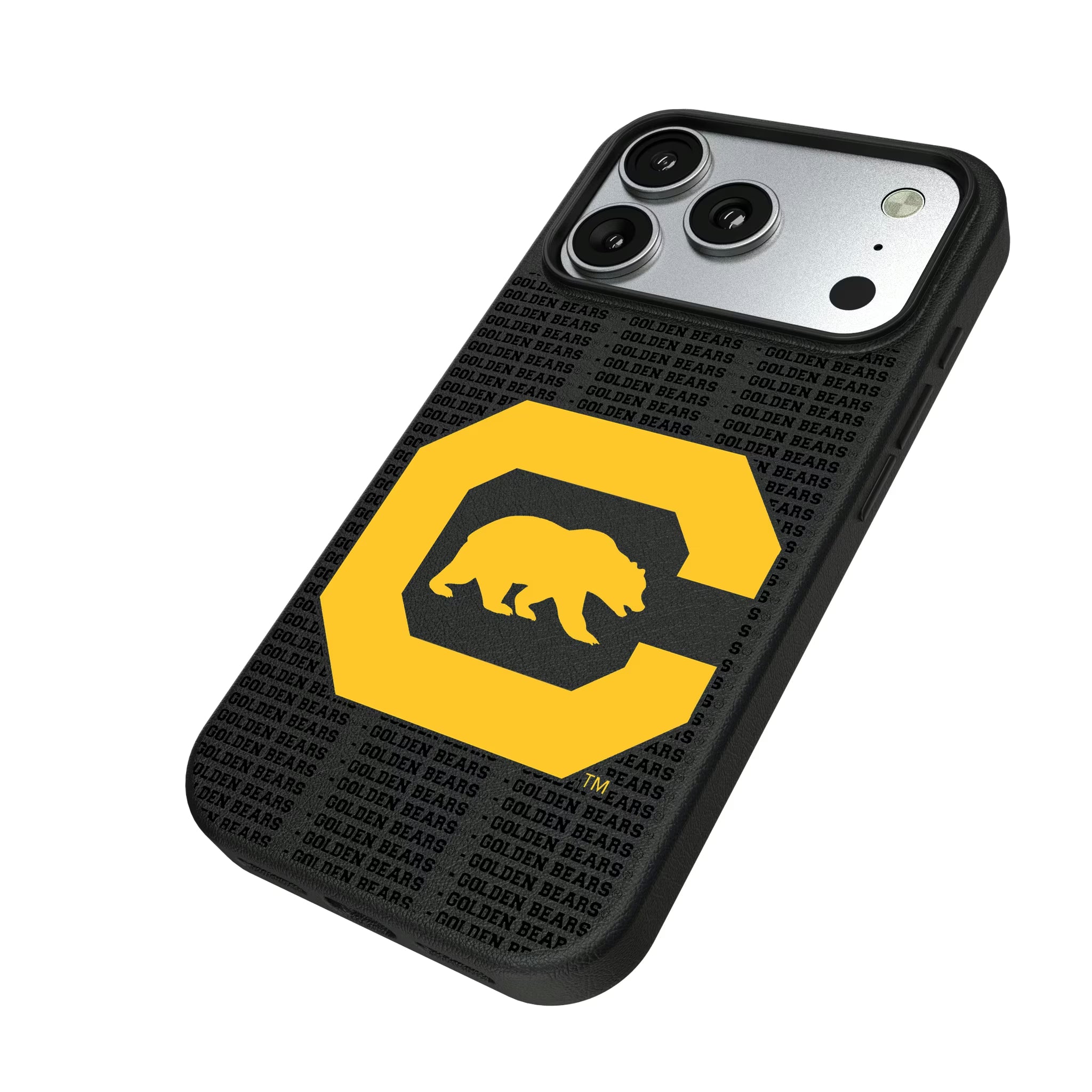 University of California Berkeley Golden Bears Text Backdrop iPhone MagSafe Compatible Phone Case for Apple iPhone - Isometric View#Device_iPhone 17 Pro