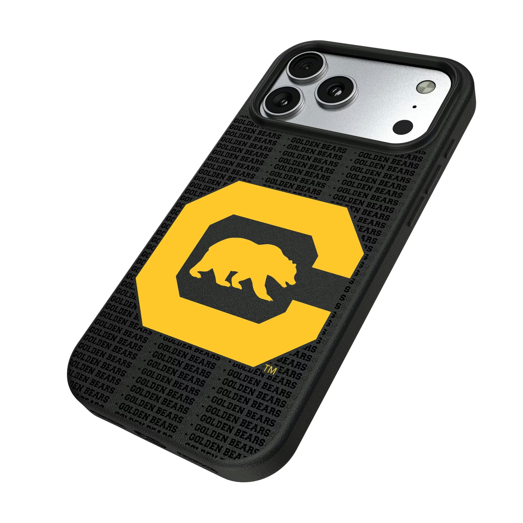 University of California Berkeley Golden Bears Text Backdrop iPhone MagSafe Compatible Phone Case for Apple iPhone - Isometric View#Device_iPhone 17 Pro Max
